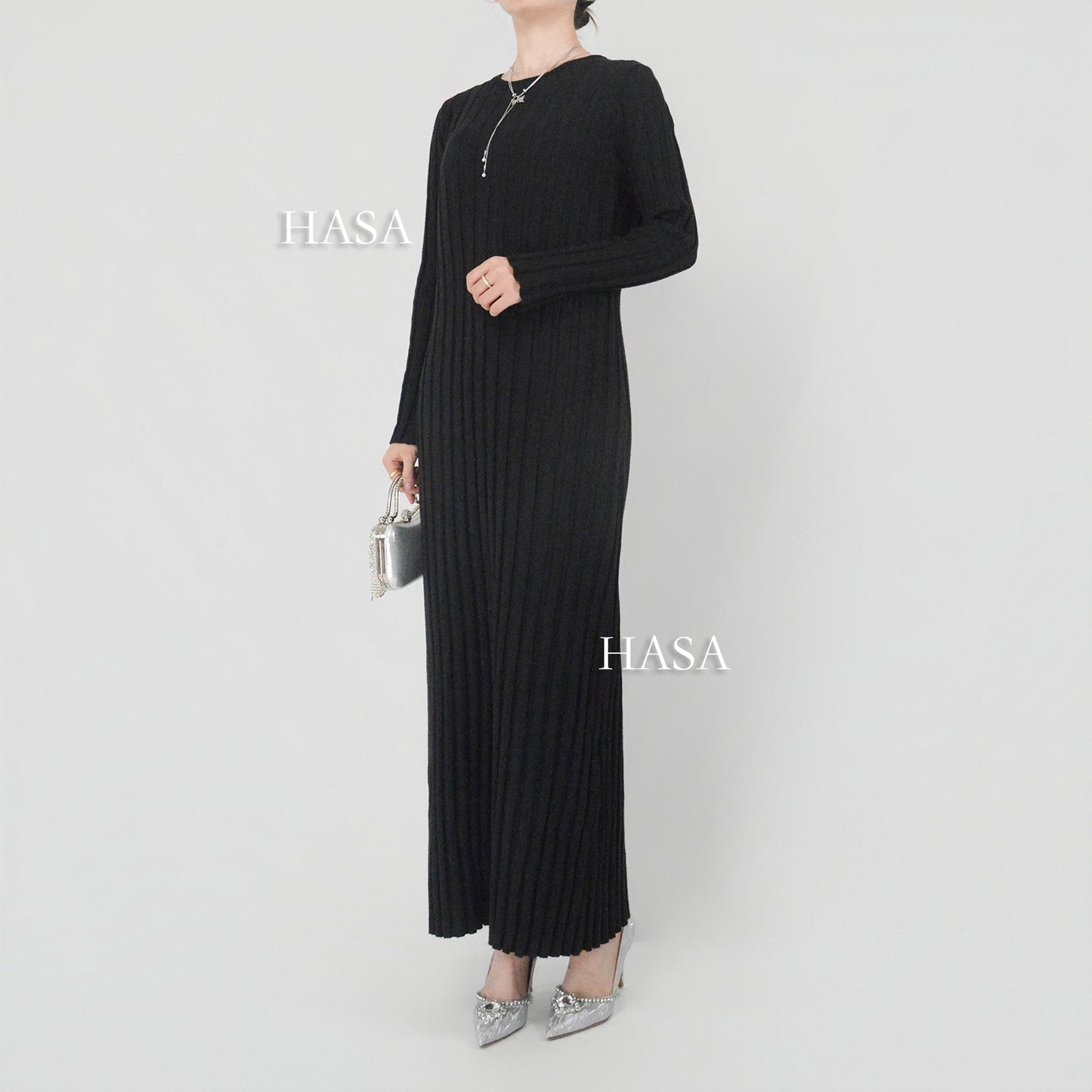 HAYA0112 Knitted long dress warm for autumn and winter