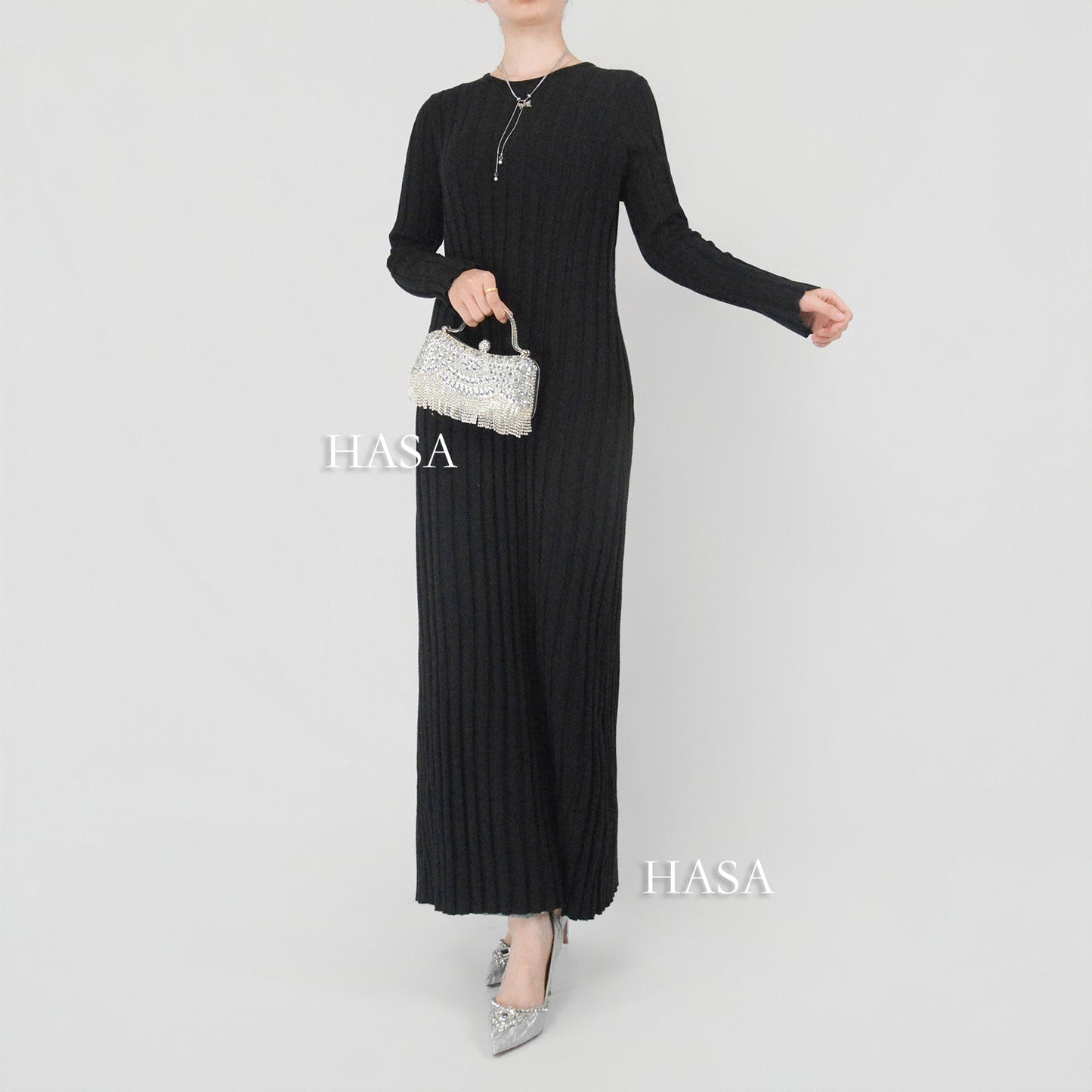 HAYA0112 Knitted long dress warm for autumn and winter