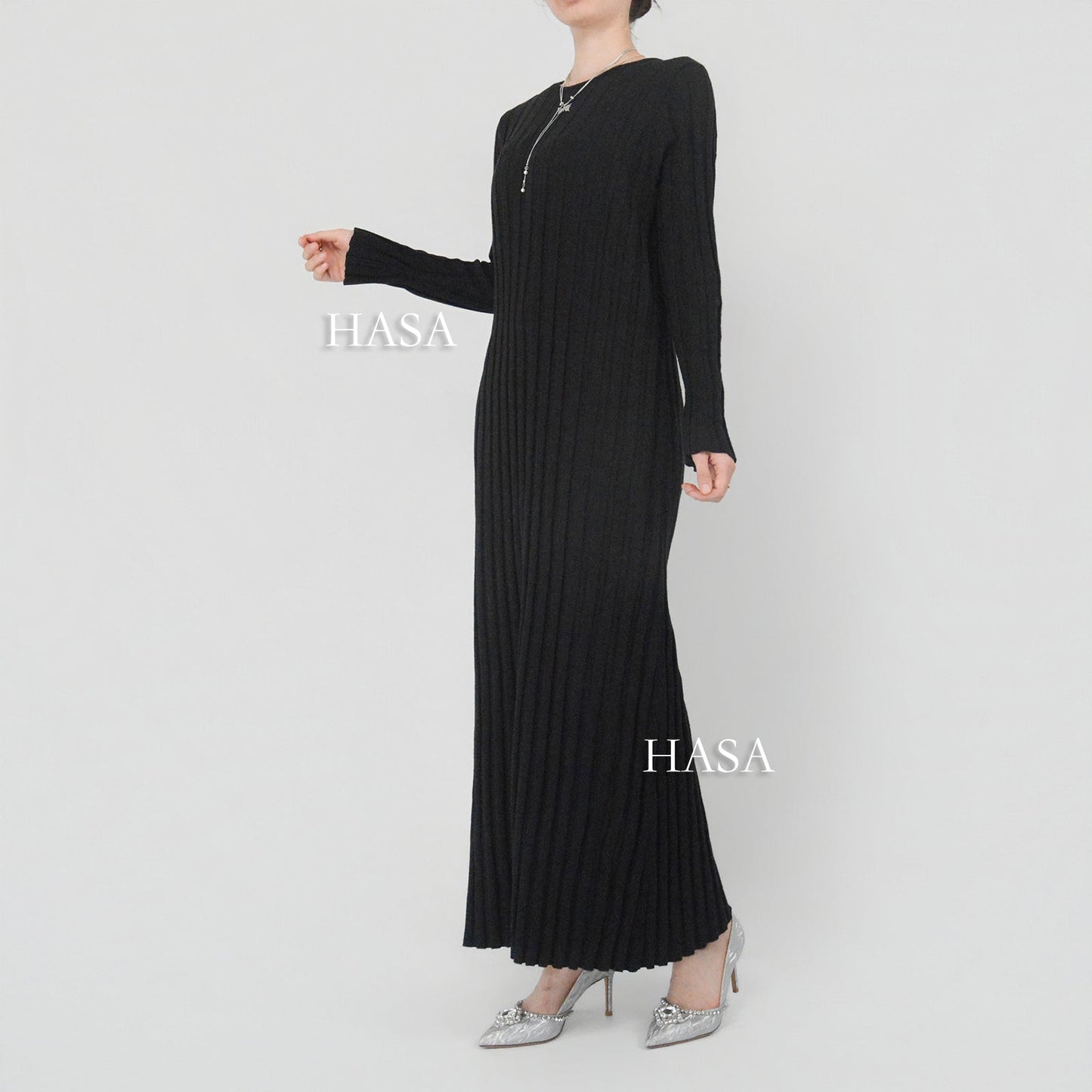 HAYA0112 Knitted long dress warm for autumn and winter