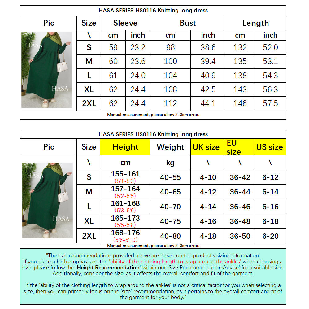 HAYA0116 Solid colour knitted long dress in Loose fitting waist