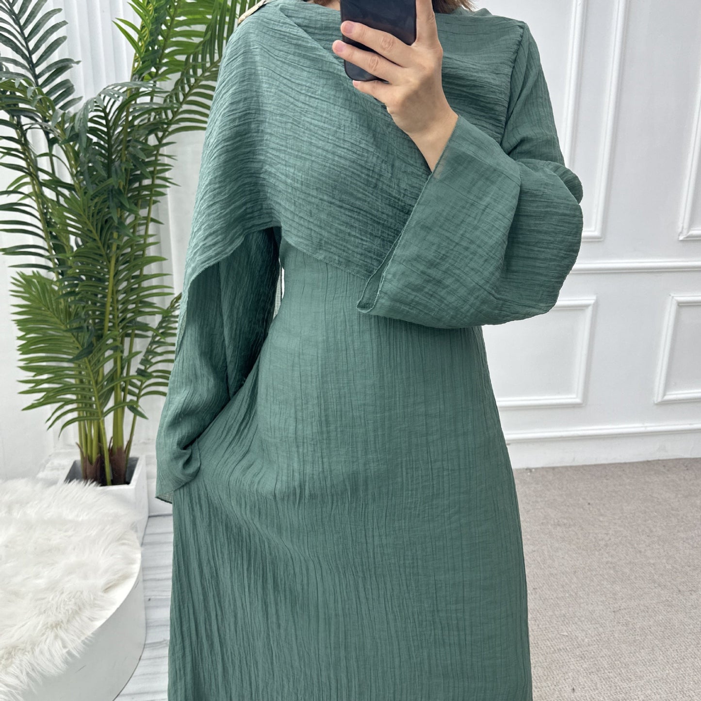 HA6629 Design Solid Color Double Layer Dress