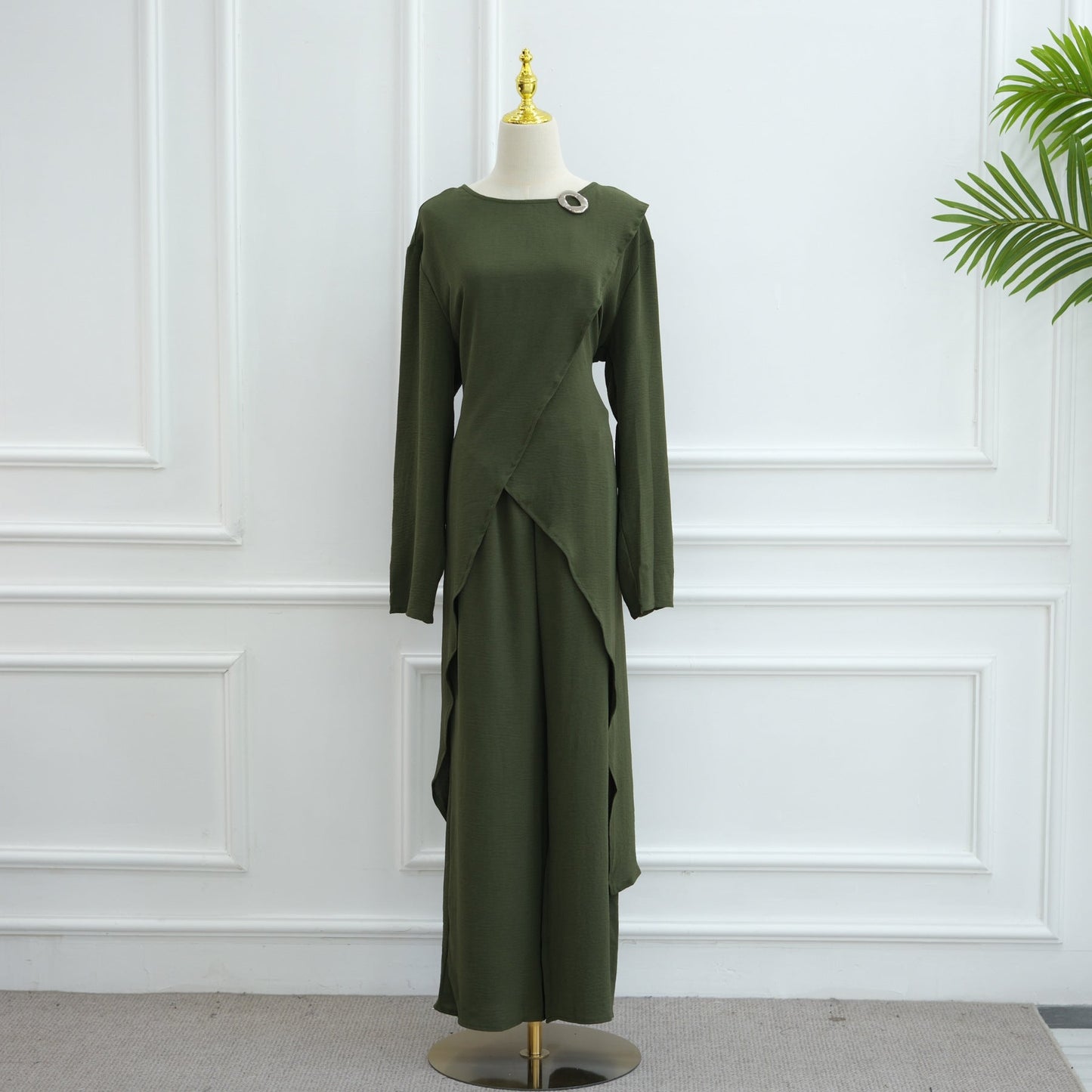 HA6605 Stylish asymmetrical two-piece set (with optional headscarf)