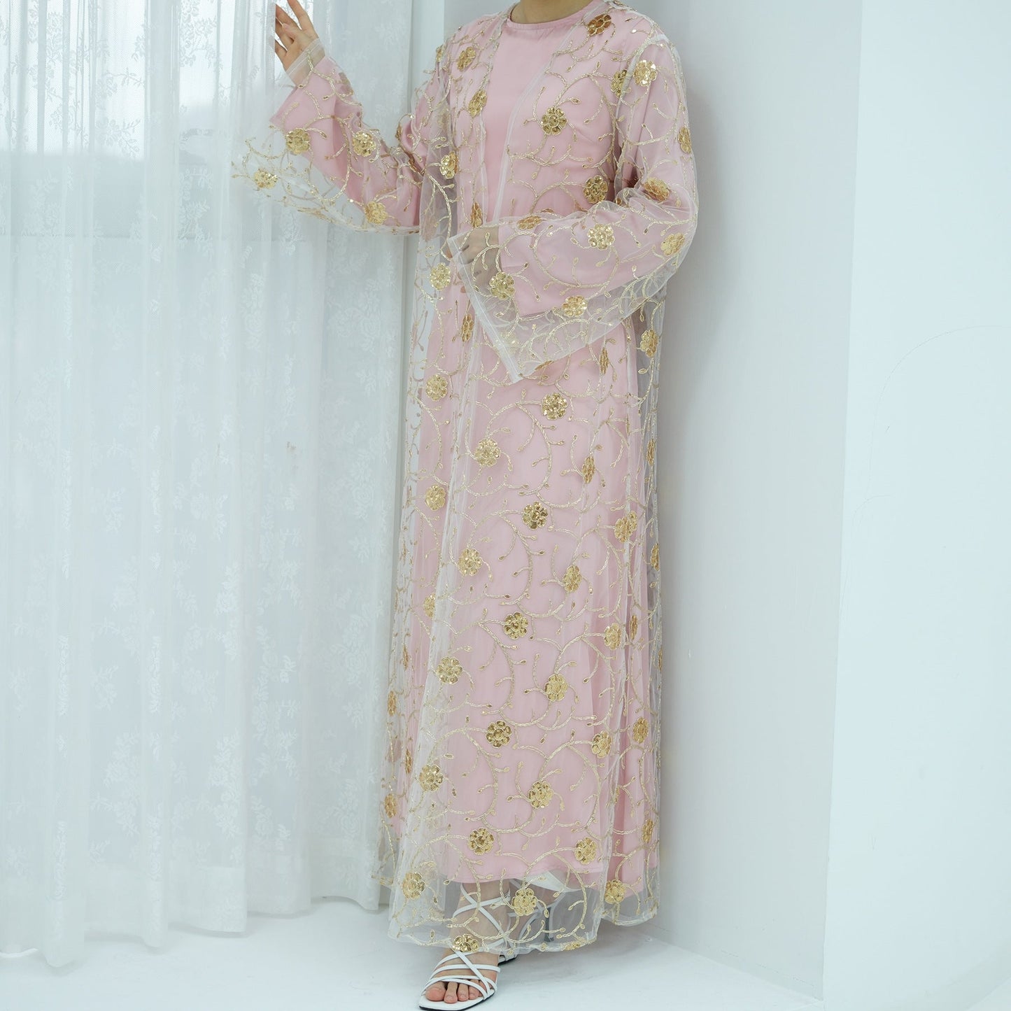 HA6627 Gold hook flower embroidered cardigan (with optional inner wear)