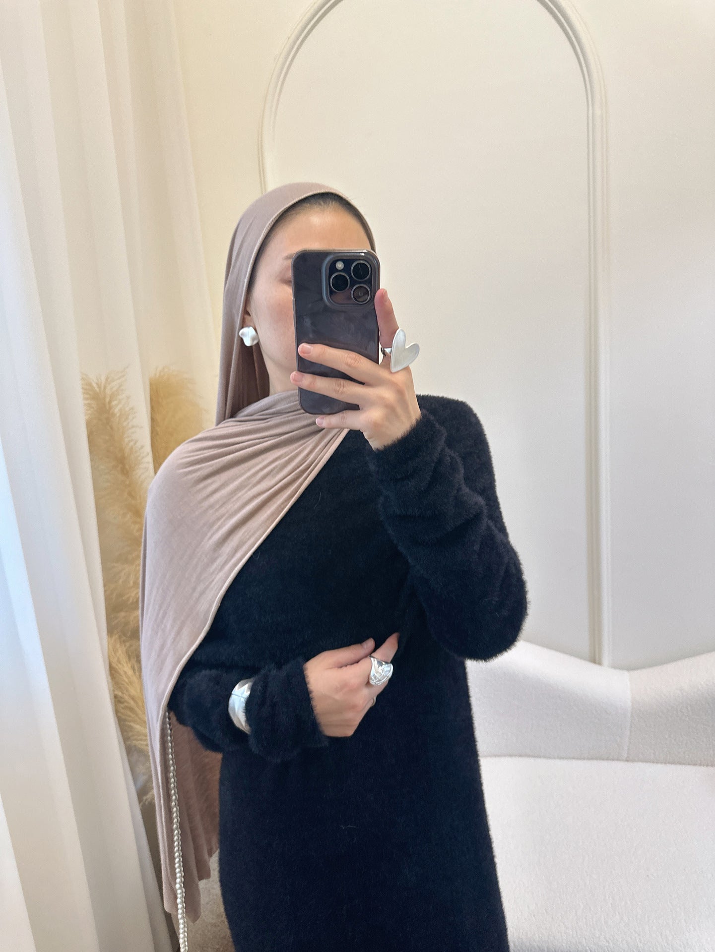 HA6604  Slim-fit Knit Sweater Two-piece Set with Shawl Design (headscarf Optional)