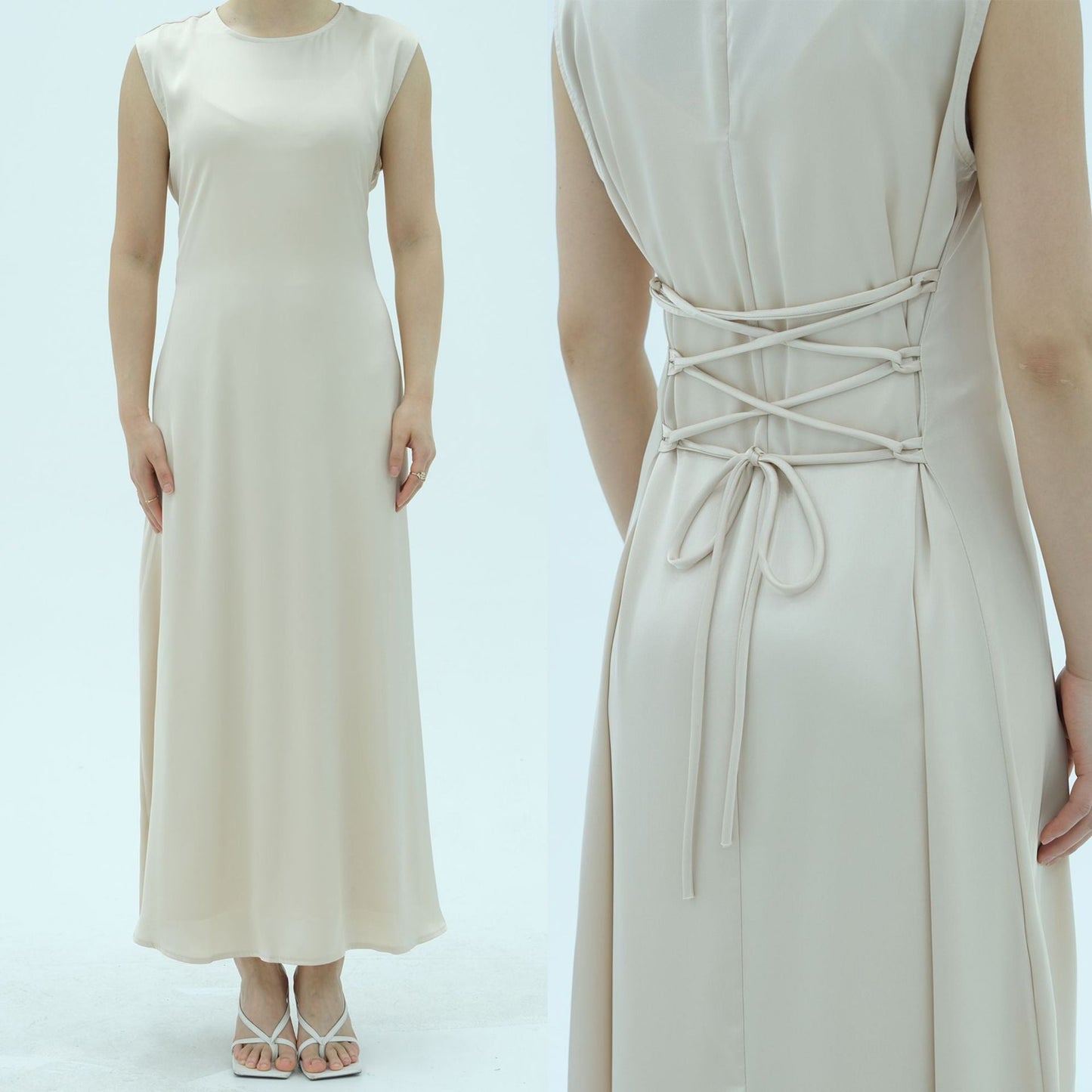 HA6620 Sleeveless Back Tie Dress (One-Piece)