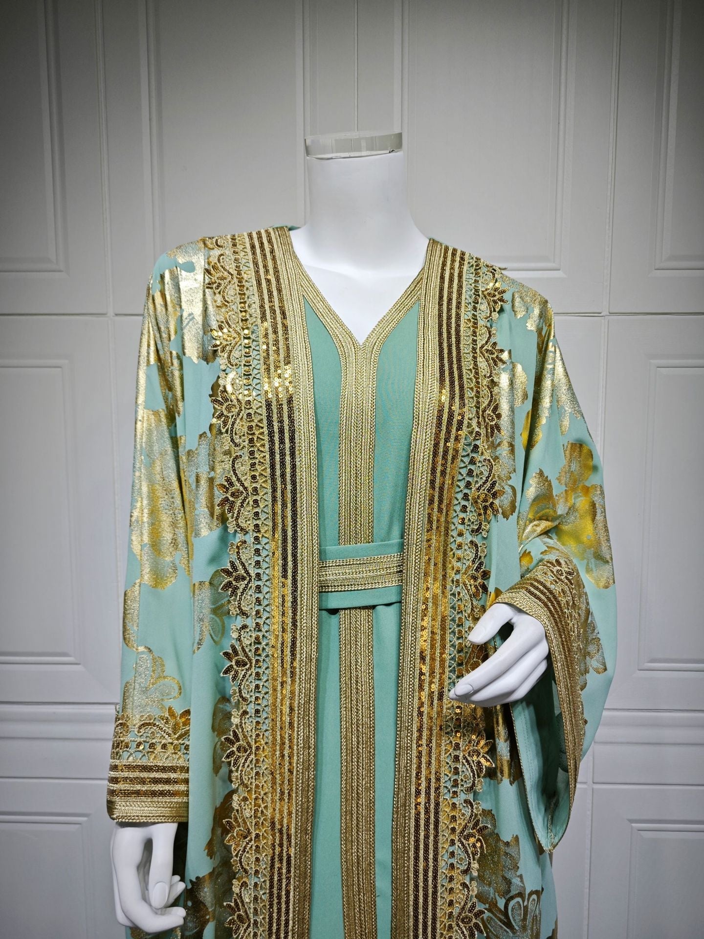 HA6643 Two-piece robe dress with gold foil stamping