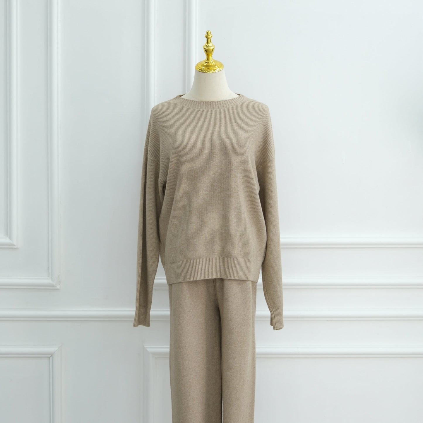 HA6595 Autumn and Winter Thickened Knitted Suit (Not Including Headscarf) | Simple Solid Color Two-Piece Suit