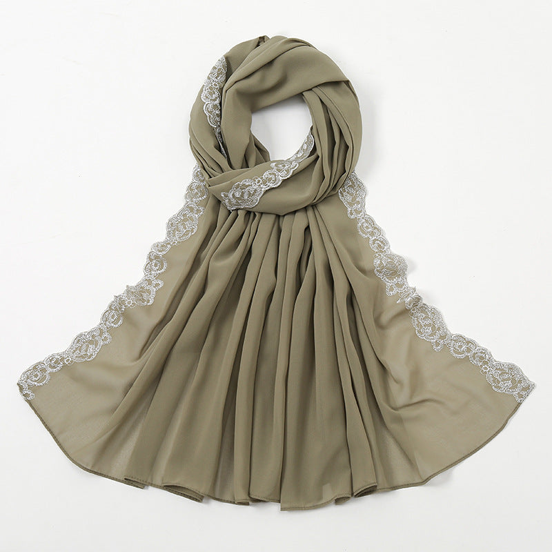 HAYA HA1124 Chiffon Fashion Lace Scarf