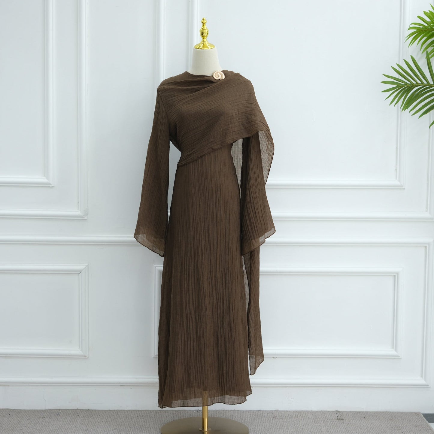 HA6629 Design Solid Color Double Layer Dress