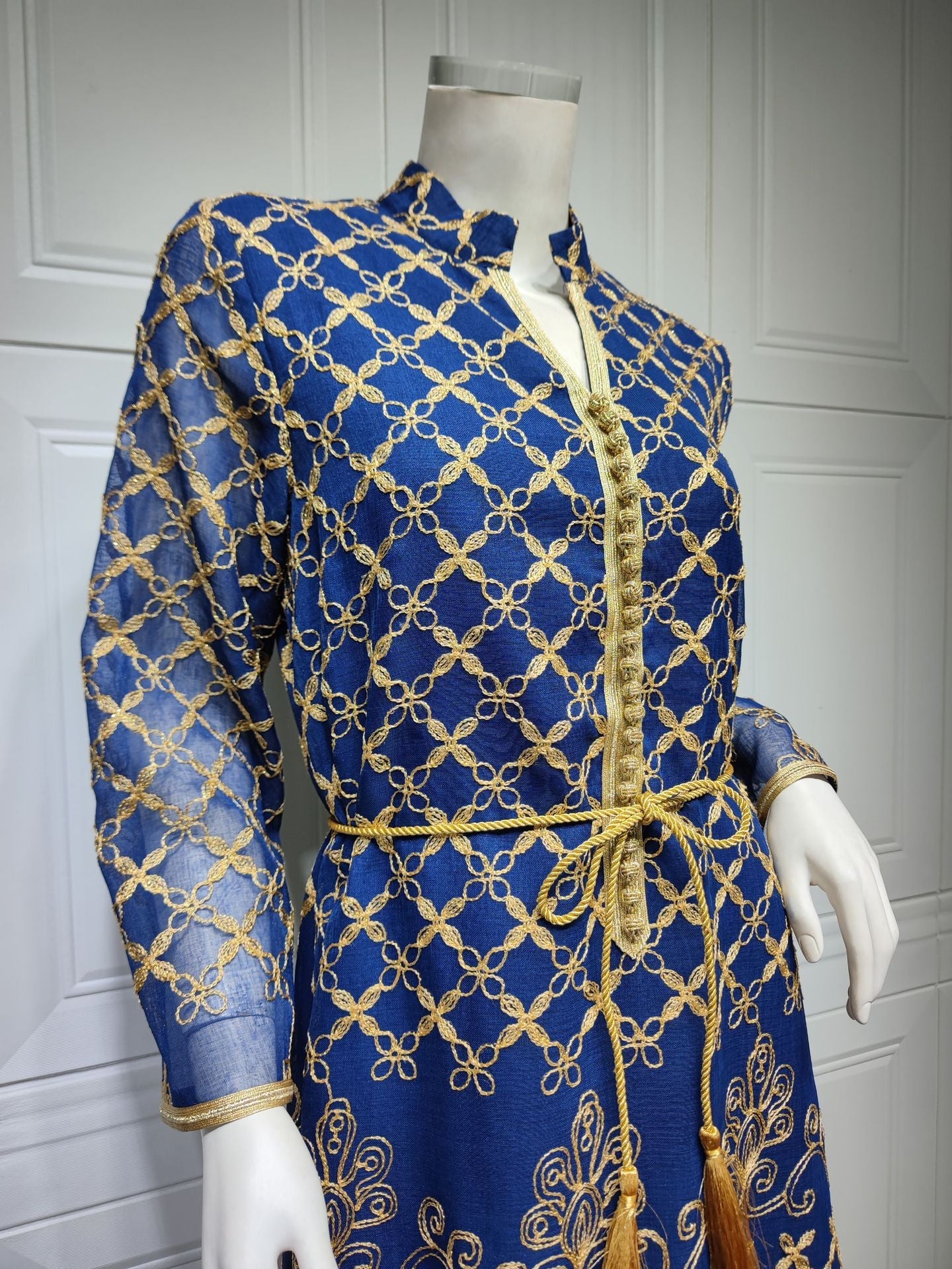 HA6640 Elegant Openwork Embroidered Abaya Long Dress