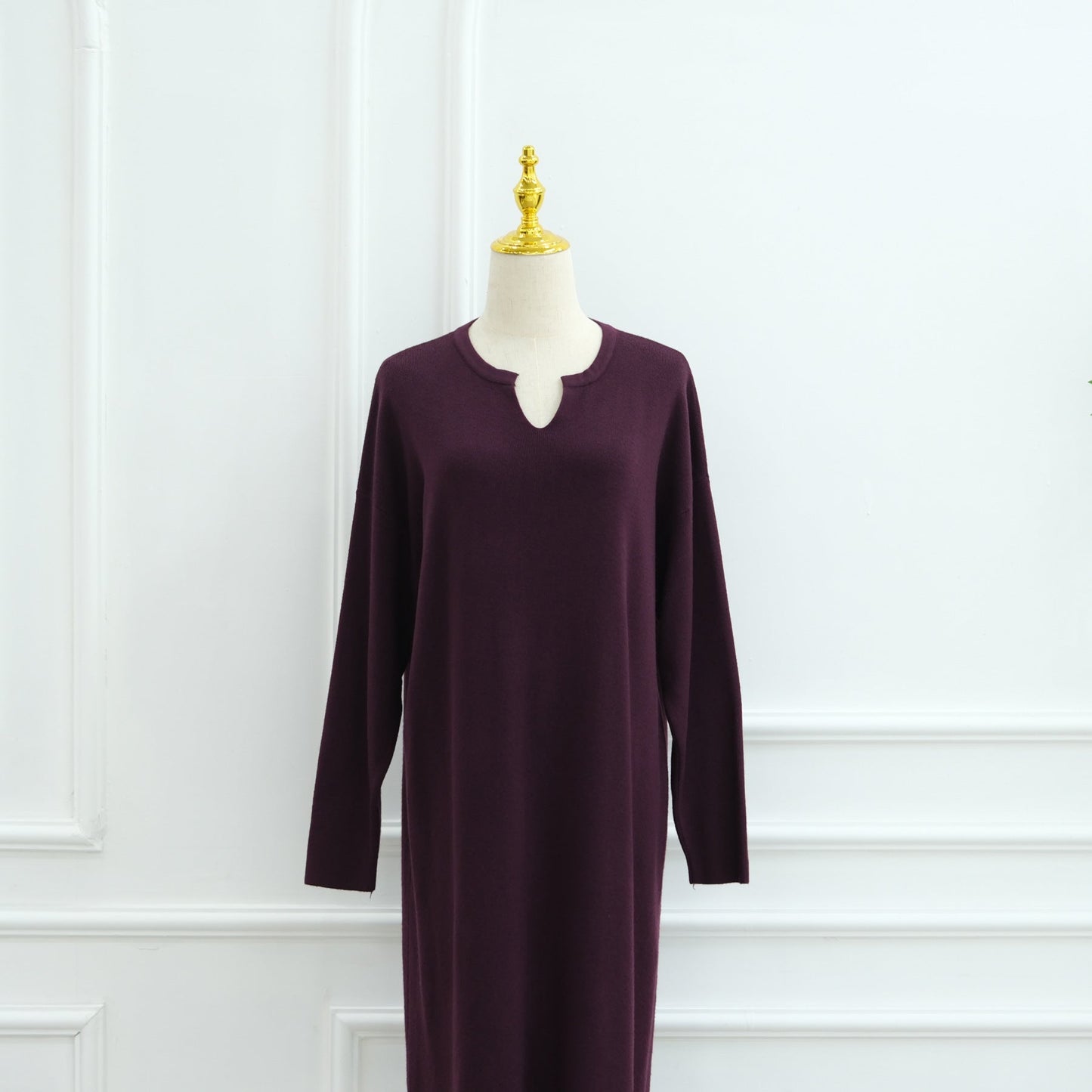 HA6598 Autumn and Winter Knitted Dress, Long Solid Color (headscarf Not Included)