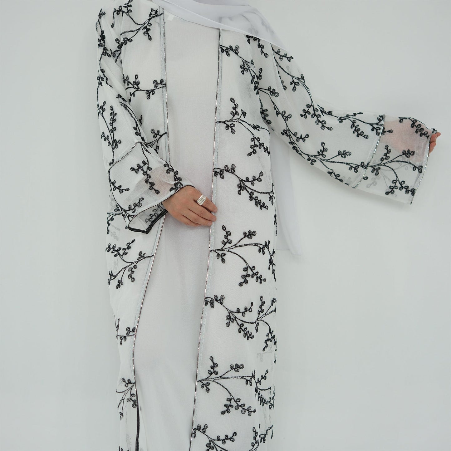 HA6623 Full-body embroidered long cardigan (optional inner layer)