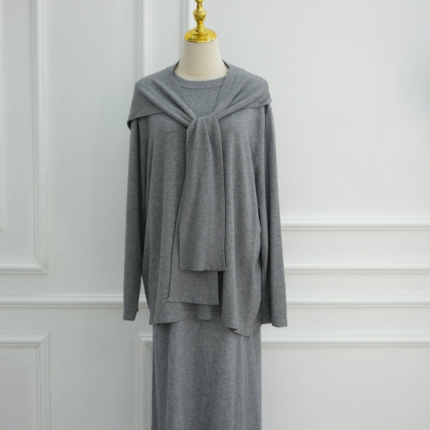 HA6609 Autumn and winter thickened knitted two-piece suit (excluding headscarf)