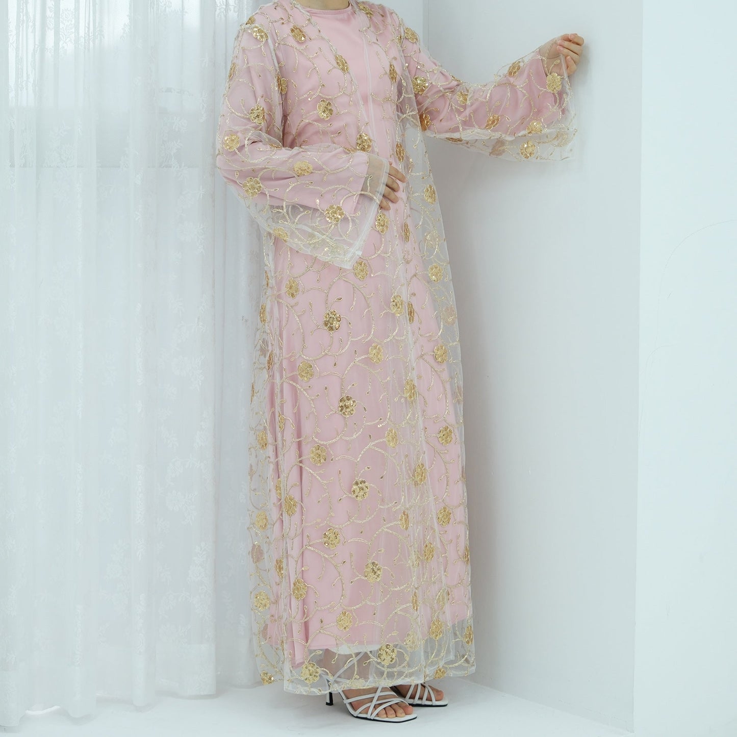 HA6627 Gold hook flower embroidered cardigan (with optional inner wear)