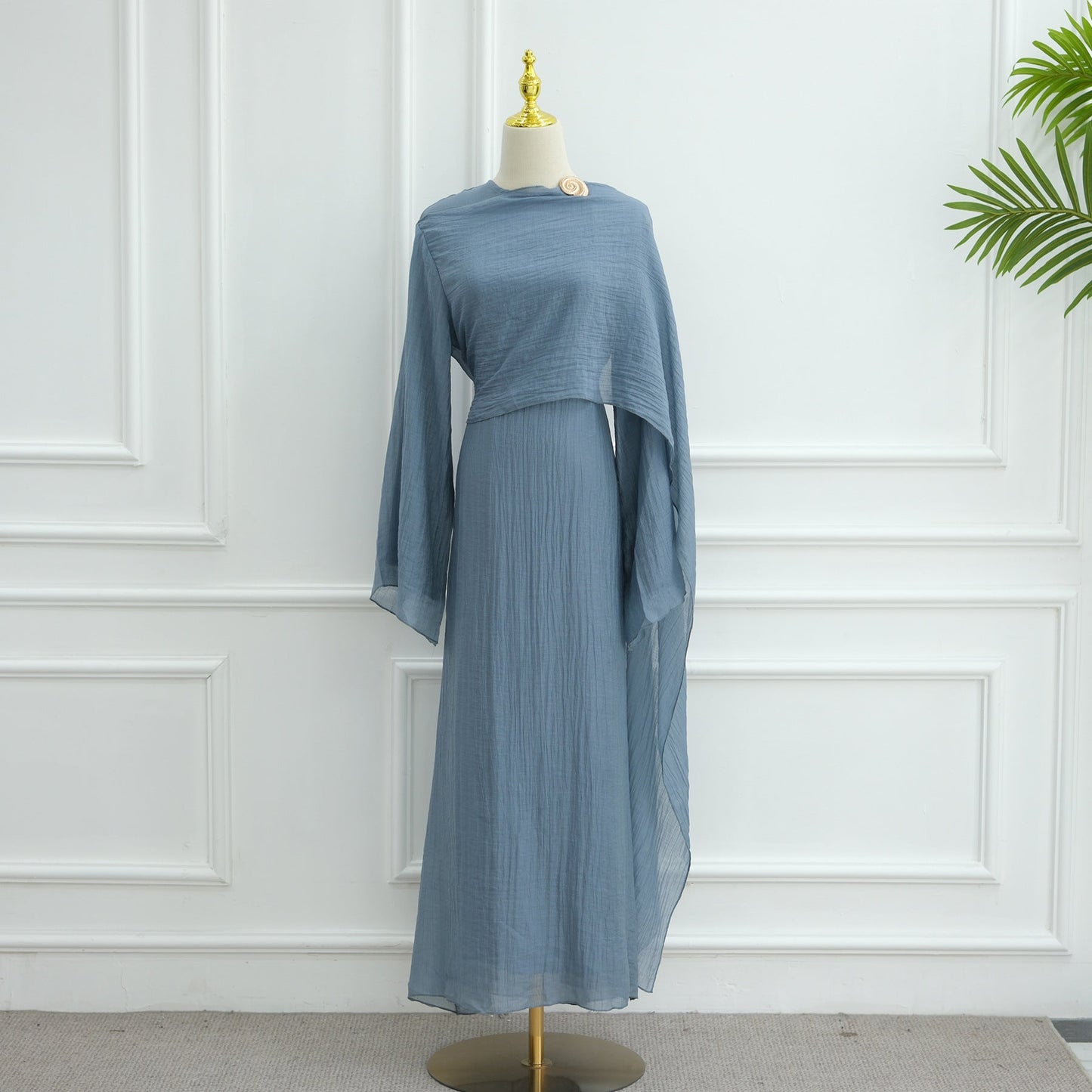 HA6629 Design Solid Color Double Layer Dress