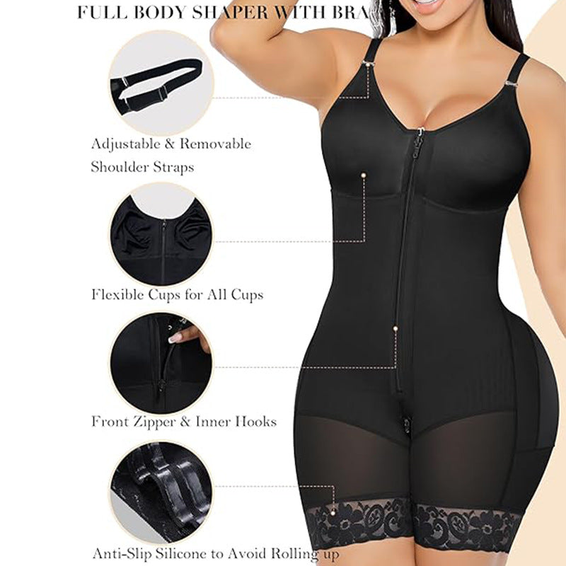 HA6674  One-piece zippered shapewear (with integrated bra)