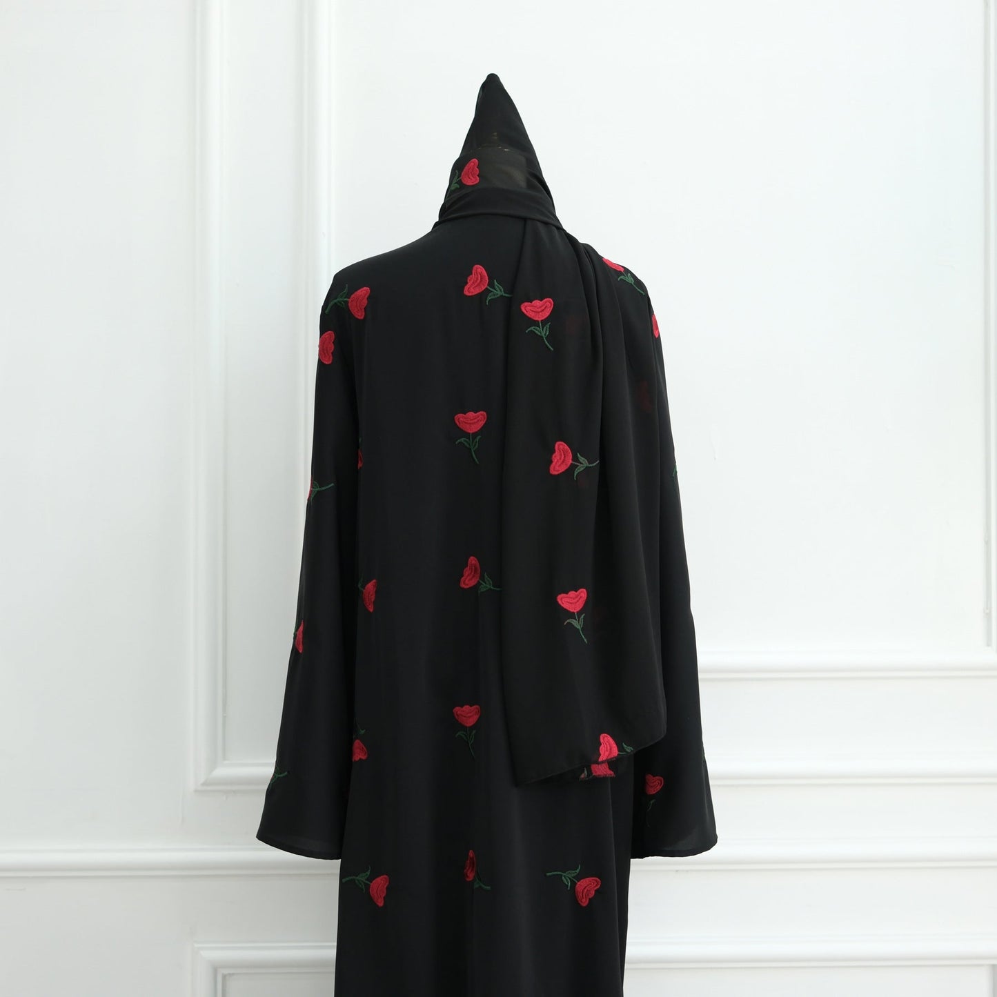 HA6631 Long cardigan with floral embroidery (headscarf optional)