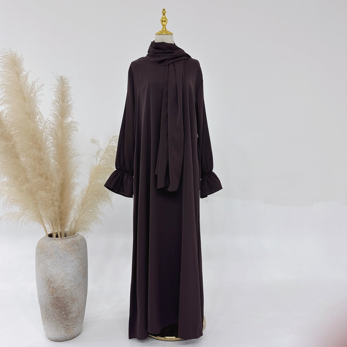HAYA HA1173 Solid Color Hooded Abaya with Side Pocket