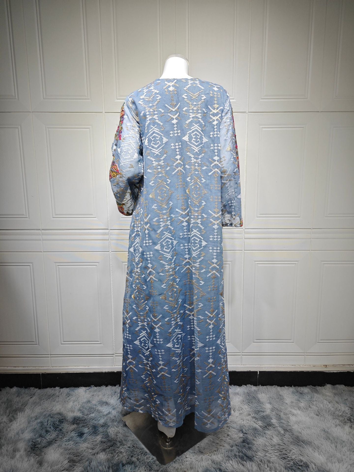 HA6658 Appliqué Patchwork Robe Dress: Lightweight Mesh Combined with Delicate Patterns