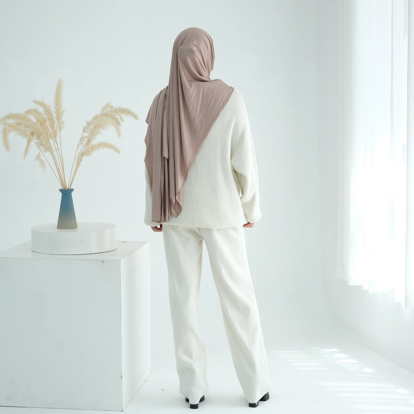 HA6594 Autumn and Winter Thickened Knitted Suit | Simple Solid Color Two-piece Suit