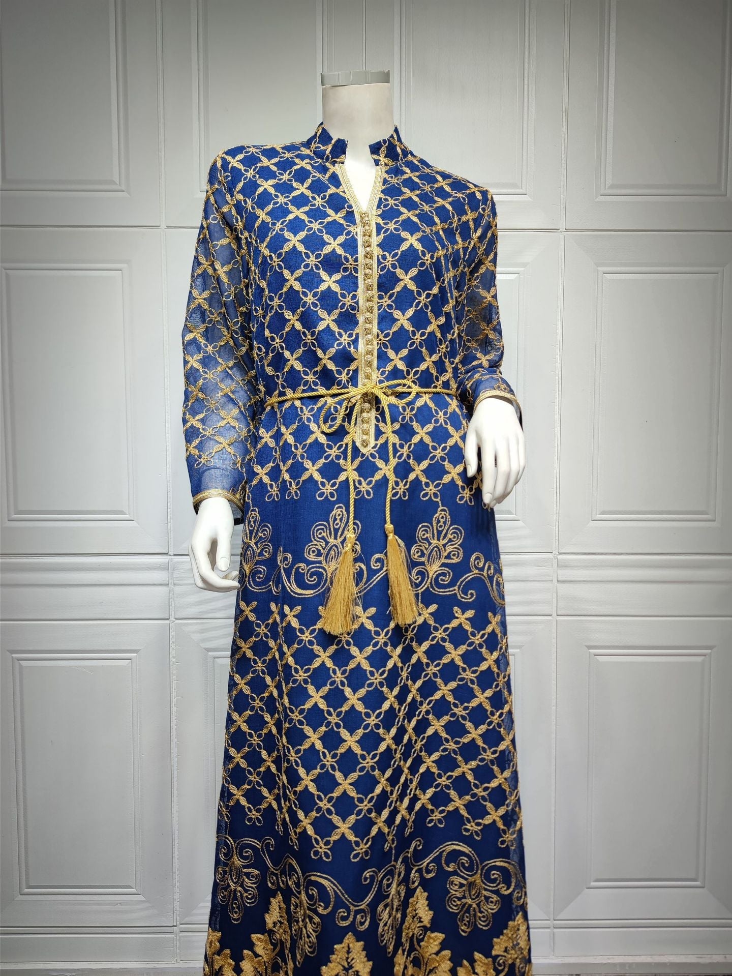 HA6640 Elegant Openwork Embroidered Abaya Long Dress