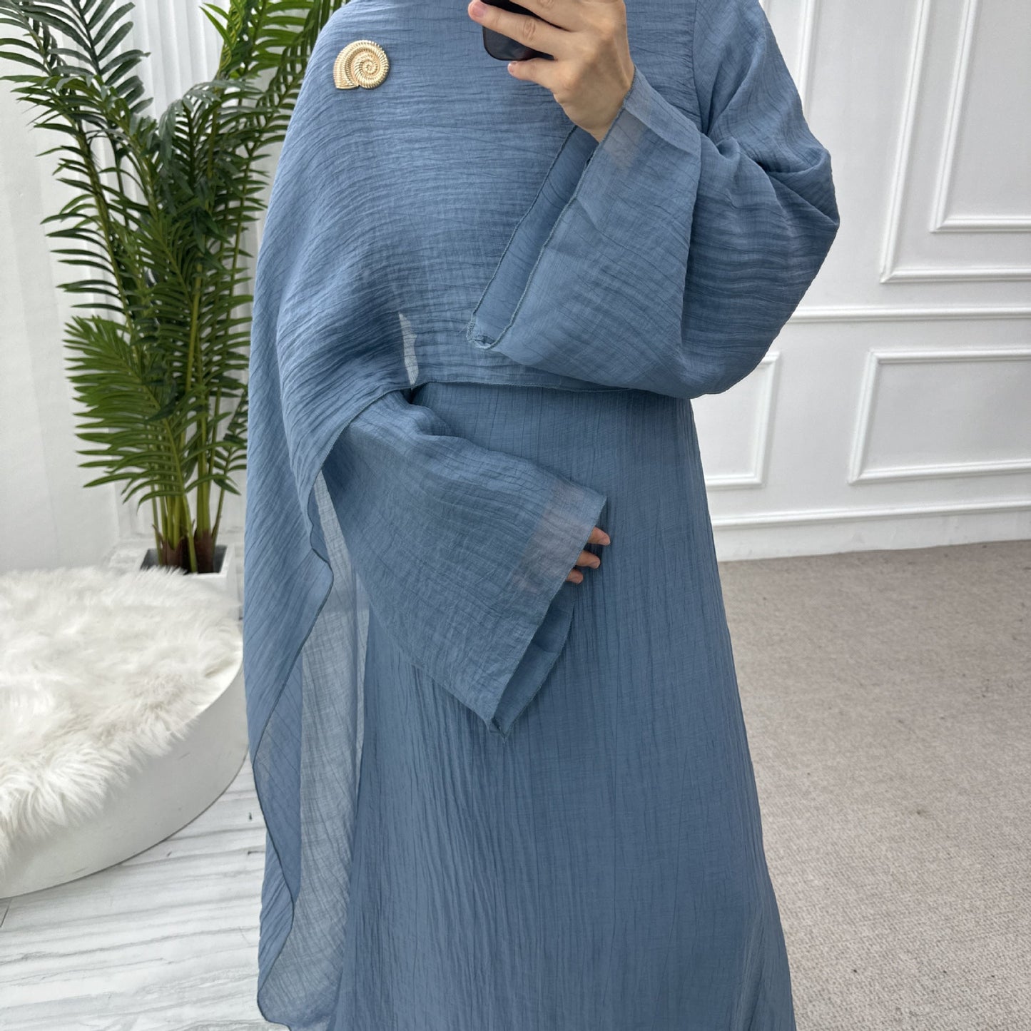 HA6629 Design Solid Color Double Layer Dress