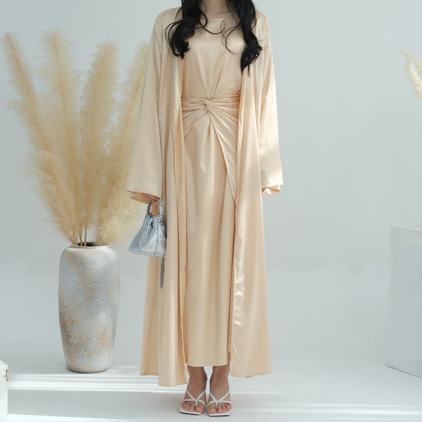 HA6581 Solid color three-piece women's long skirt suit