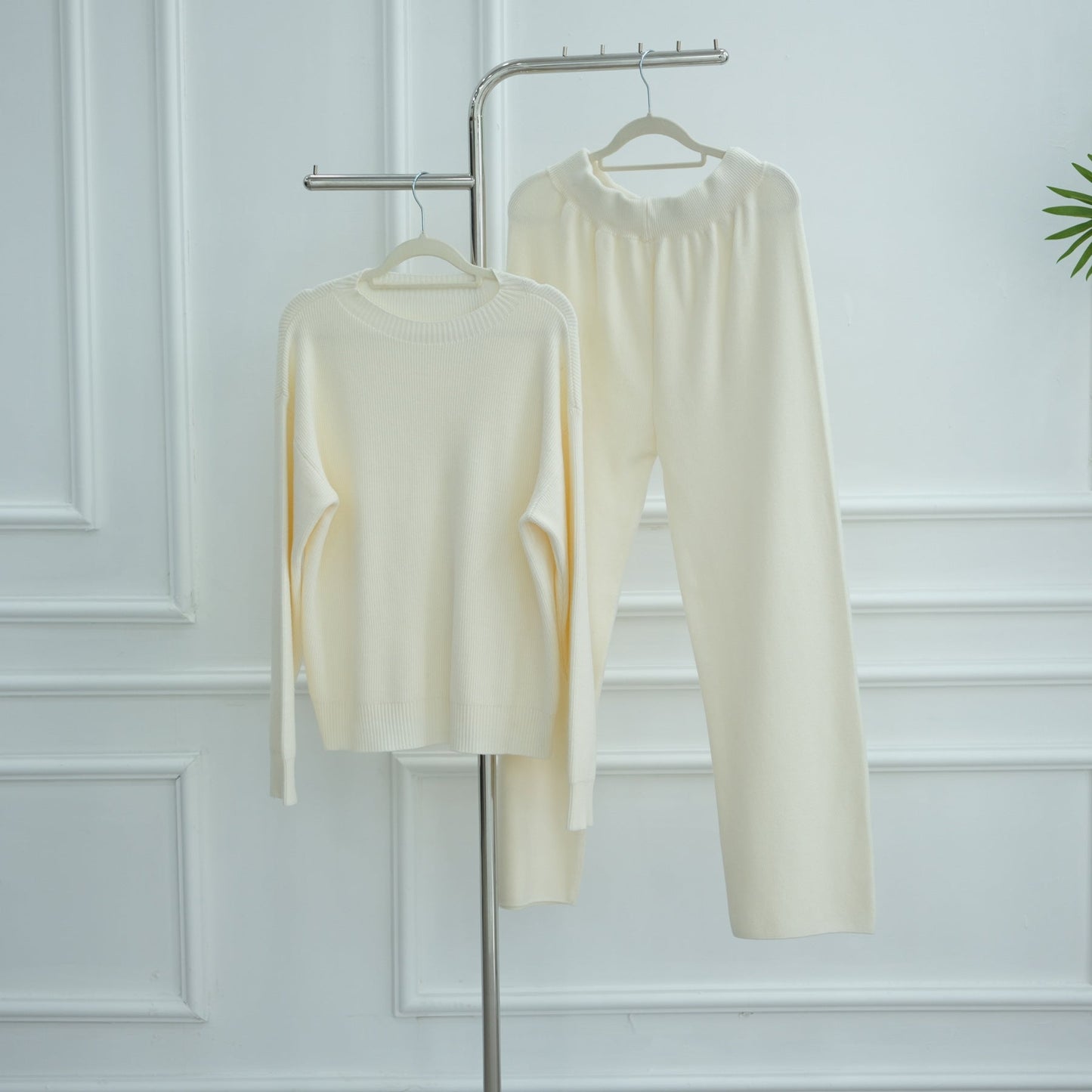 HA6595 Autumn and Winter Thickened Knitted Suit (Not Including Headscarf) | Simple Solid Color Two-Piece Suit