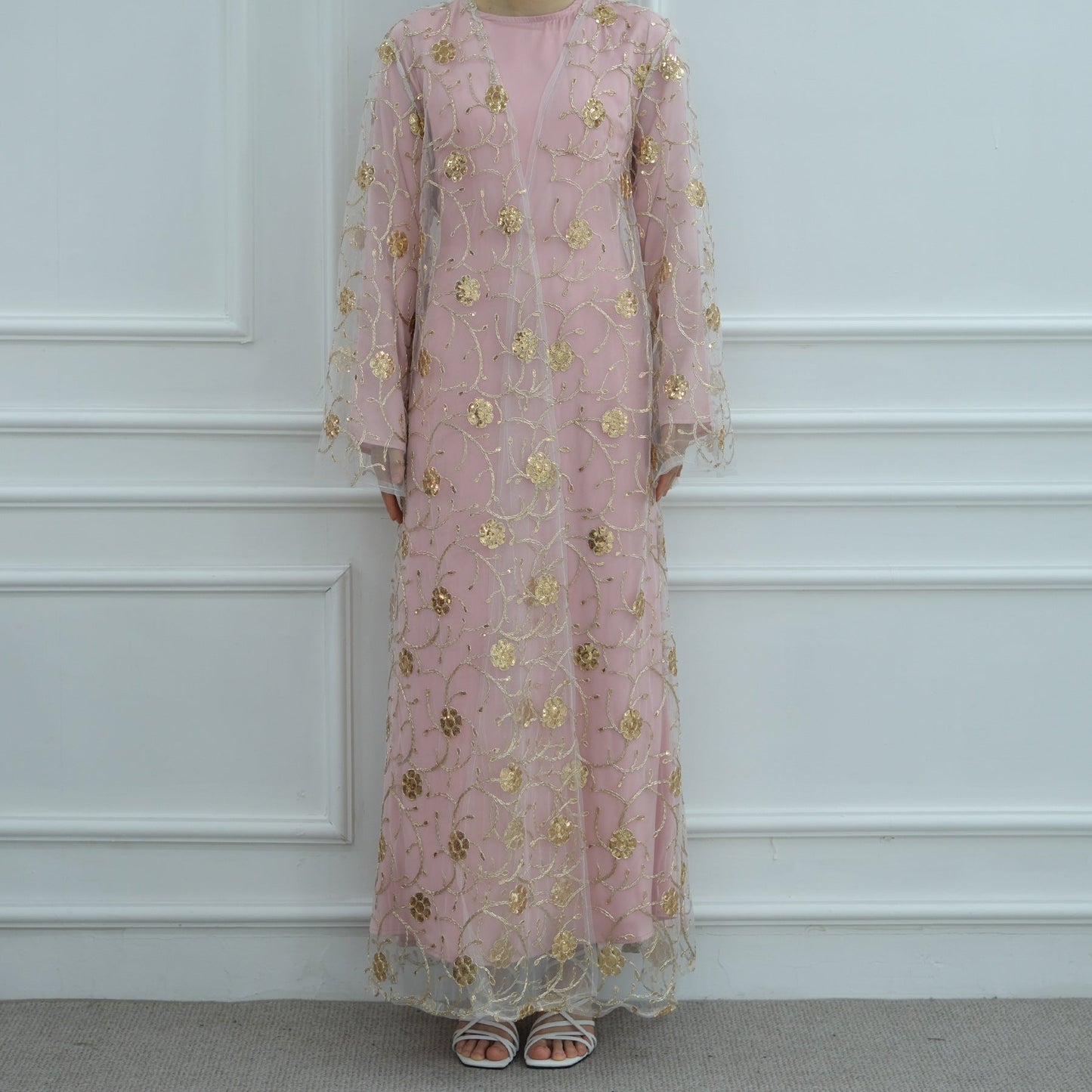 HA6627 Gold hook flower embroidered cardigan (with optional inner wear)