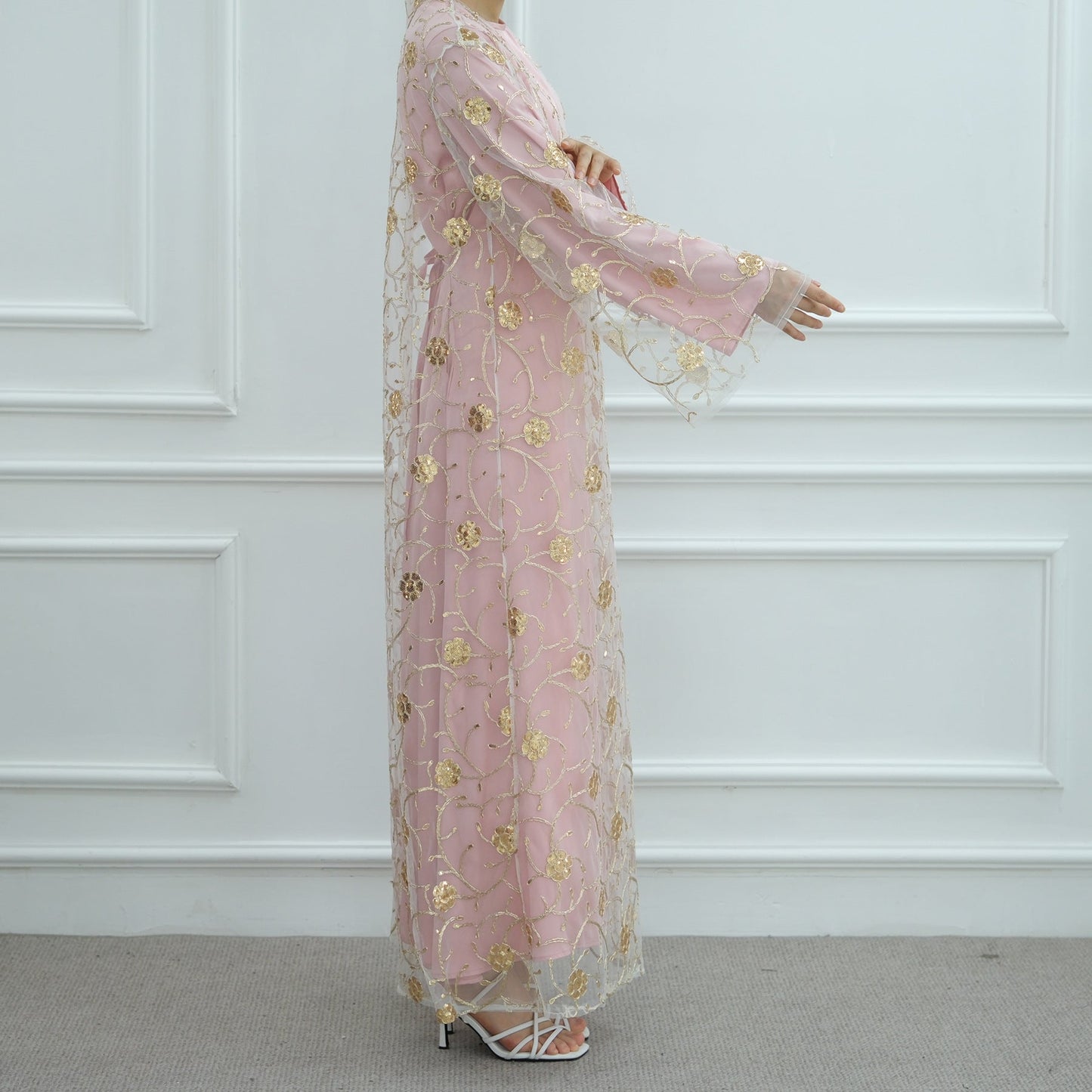 HA6627 Gold hook flower embroidered cardigan (with optional inner wear)