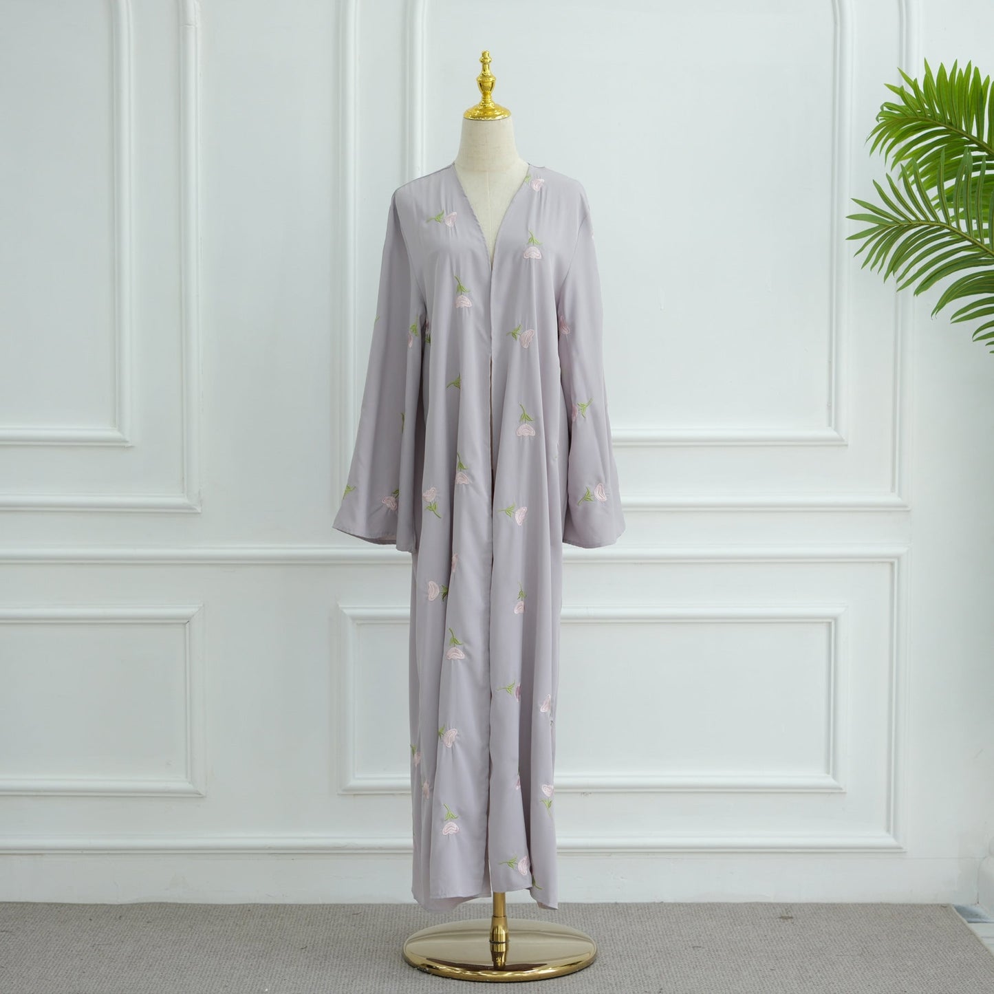 HA6631 Long cardigan with floral embroidery (headscarf optional)