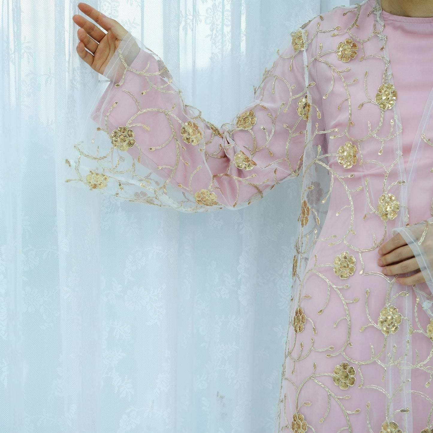 HA6627 Gold hook flower embroidered cardigan (with optional inner wear)