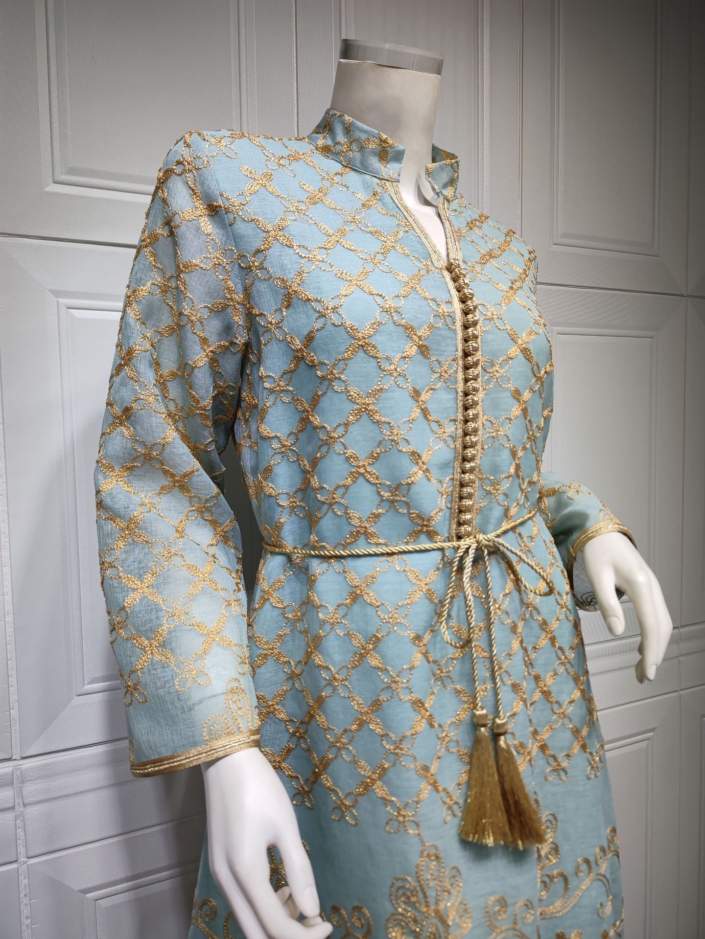 HA6640 Elegant Openwork Embroidered Abaya Long Dress