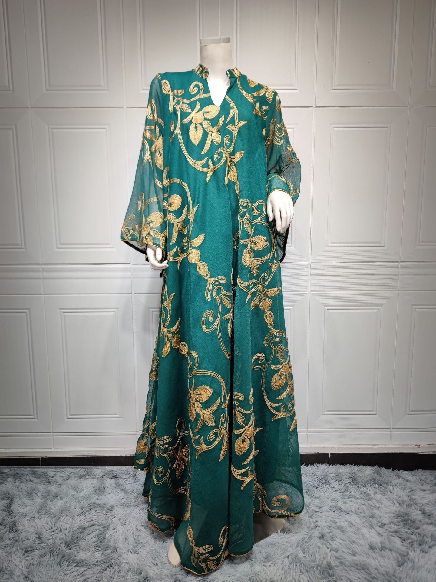 HA6650 Mesh Embroidered Maxi Dress - Elegant and Stylish