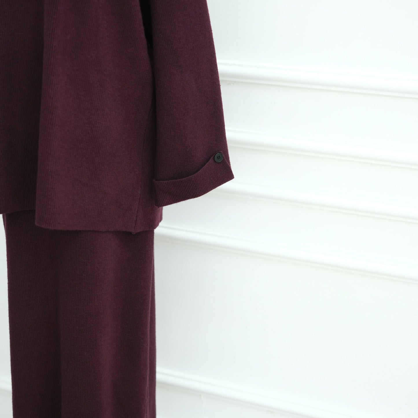 HA6597 Autumn and winter thickened knitted suit solid color two-piece suit (excluding headscarf) top + skirt