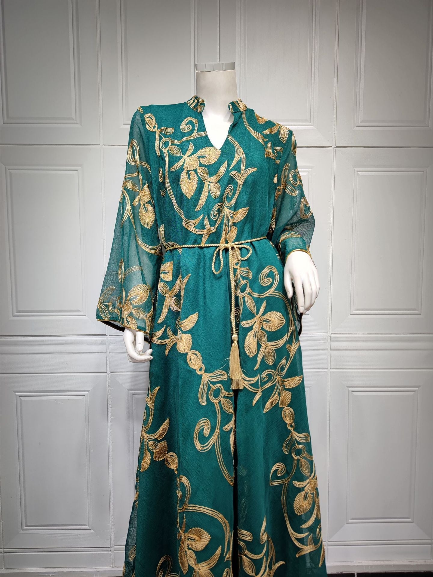 HA6650 Mesh Embroidered Maxi Dress - Elegant and Stylish