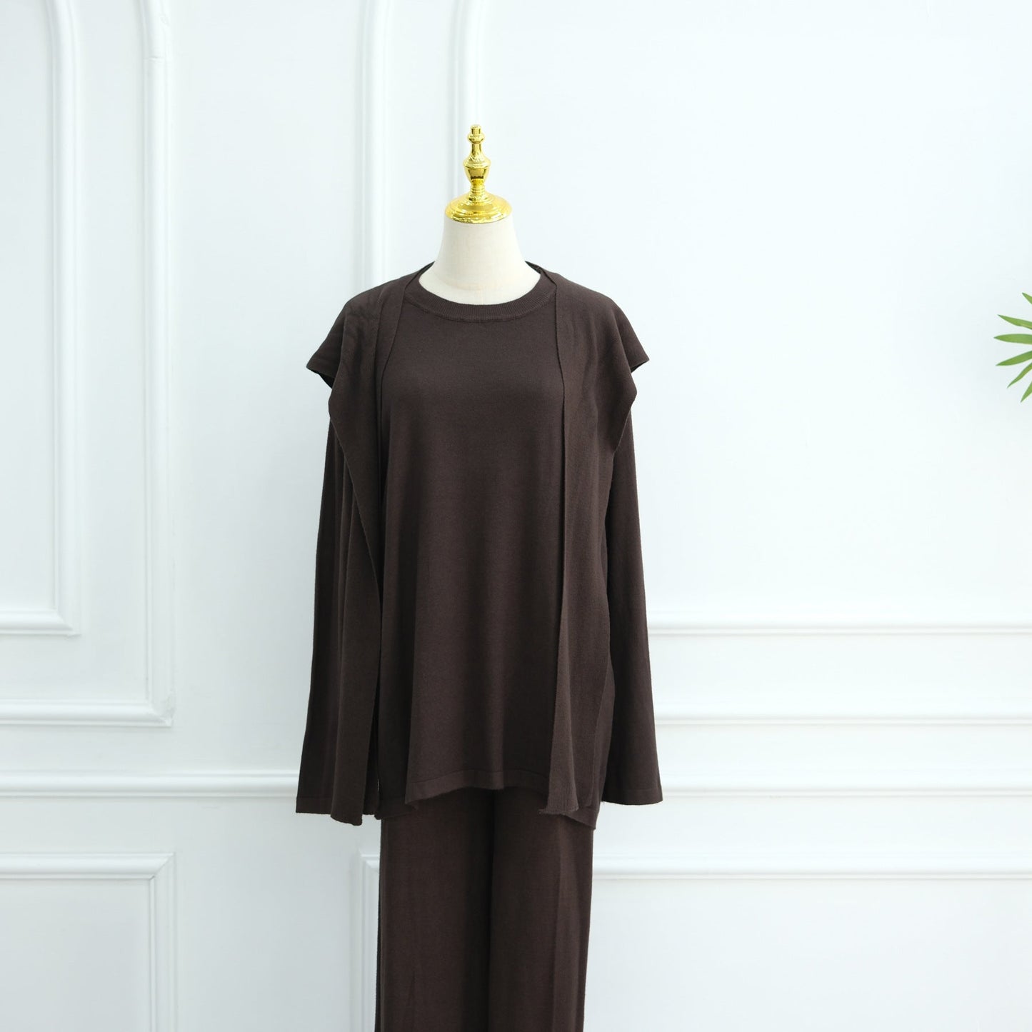 HA6593 Soft knitted home set | Simple solid color two-piece set