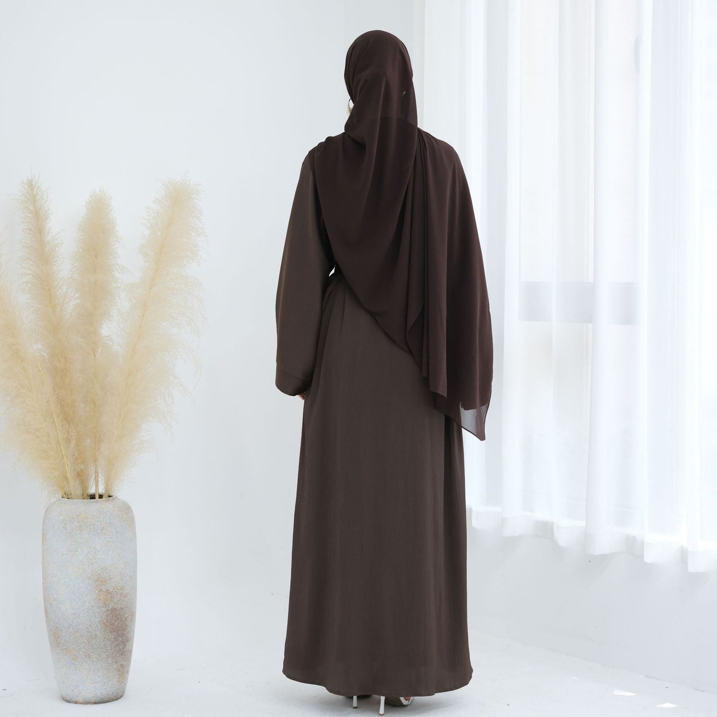 HA6624 Abaya Cardigan with Beaded Lace-up