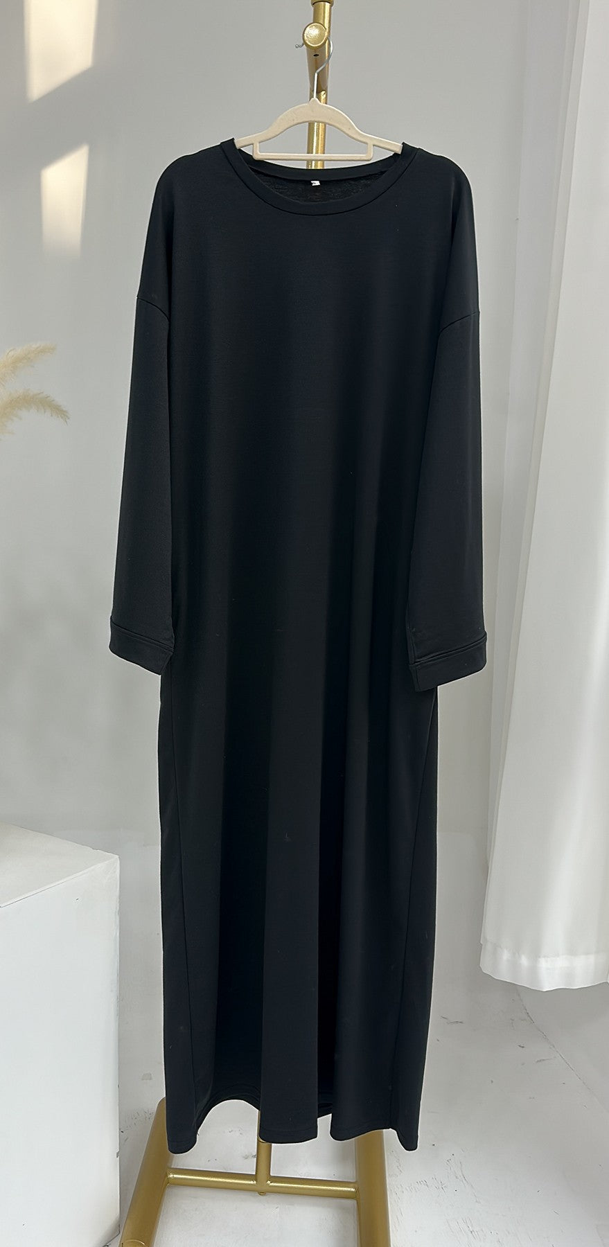 HAYA HAYA1089 Solid Color Hoodie Dress