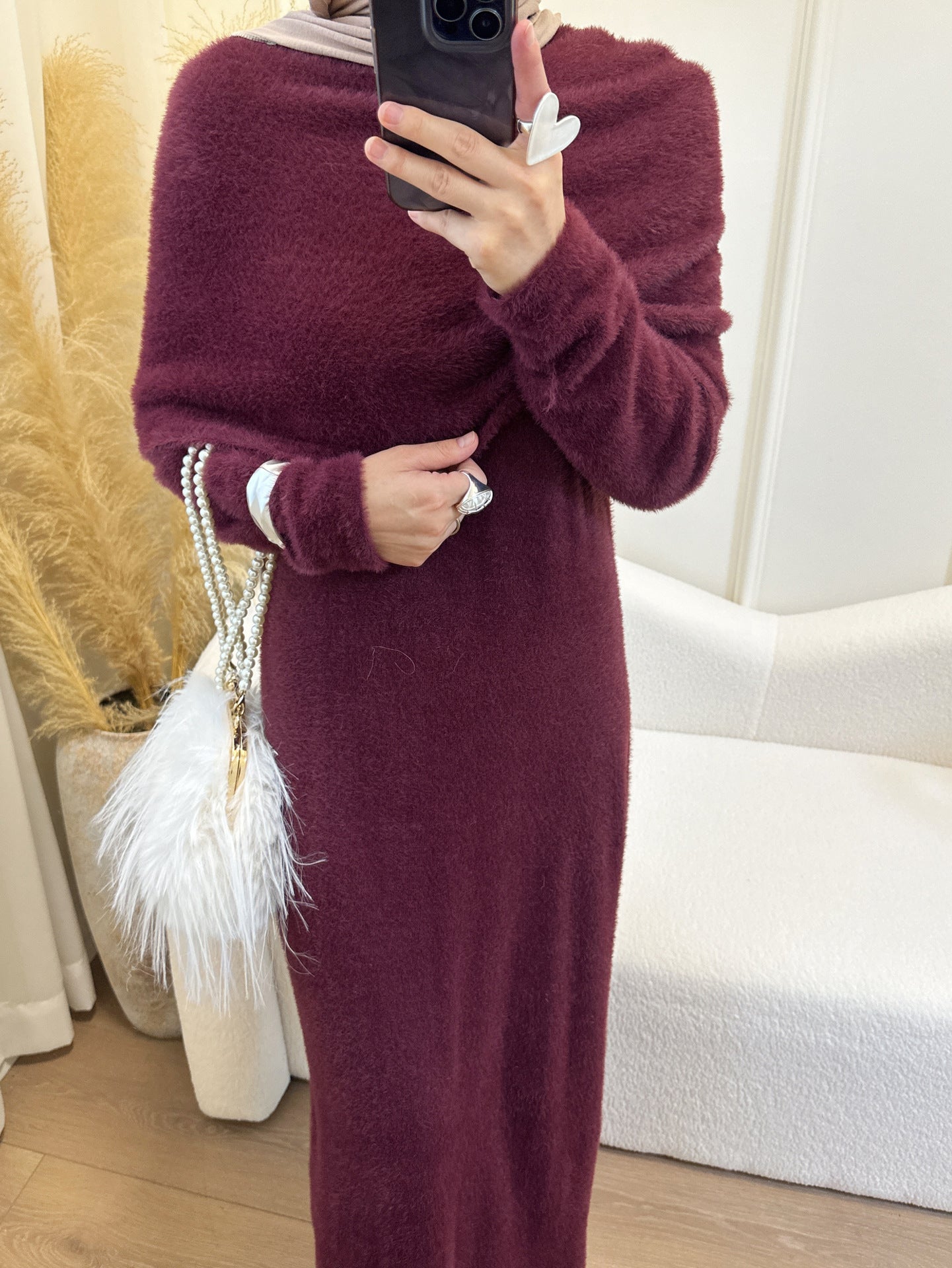 HA6604  Slim-fit Knit Sweater Two-piece Set with Shawl Design (headscarf Optional)
