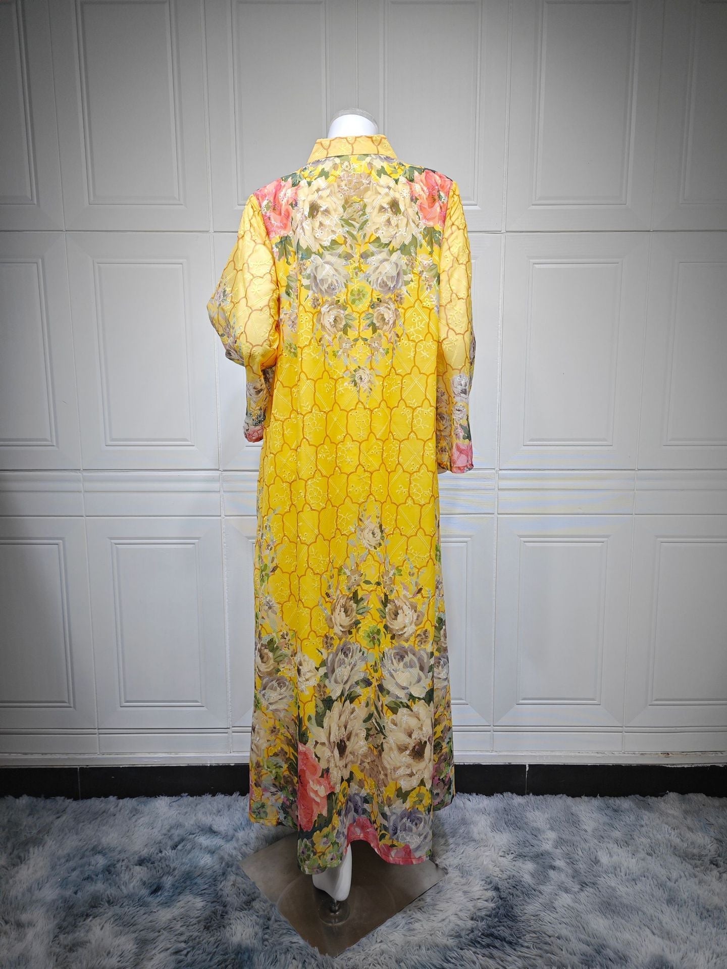 HA6636 Floral Print Embroidered Long Dress