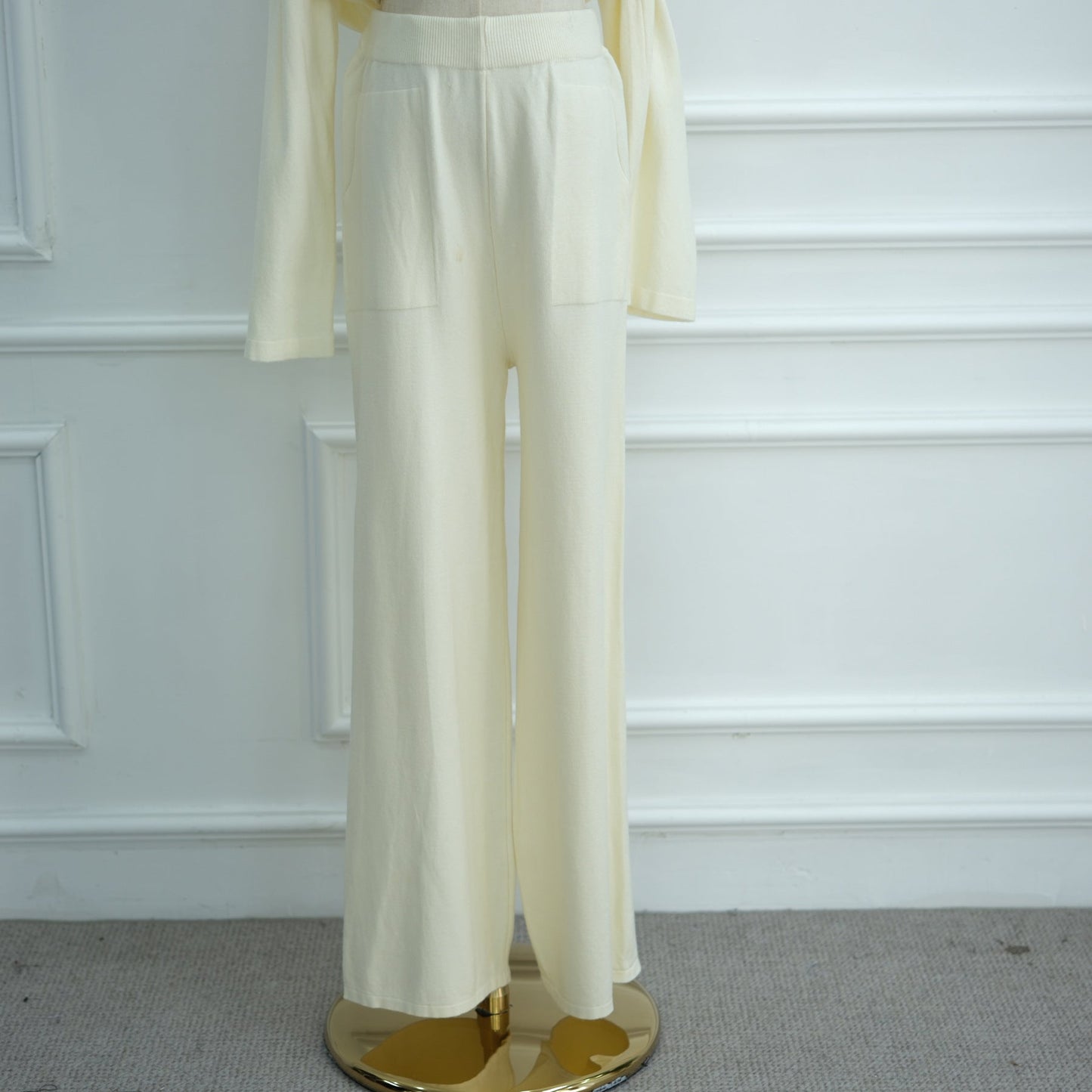 HA6593 Soft knitted home set | Simple solid color two-piece set