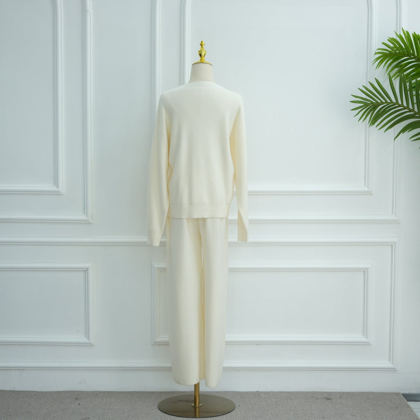 HA6595 Autumn and Winter Thickened Knitted Suit (Not Including Headscarf) | Simple Solid Color Two-Piece Suit