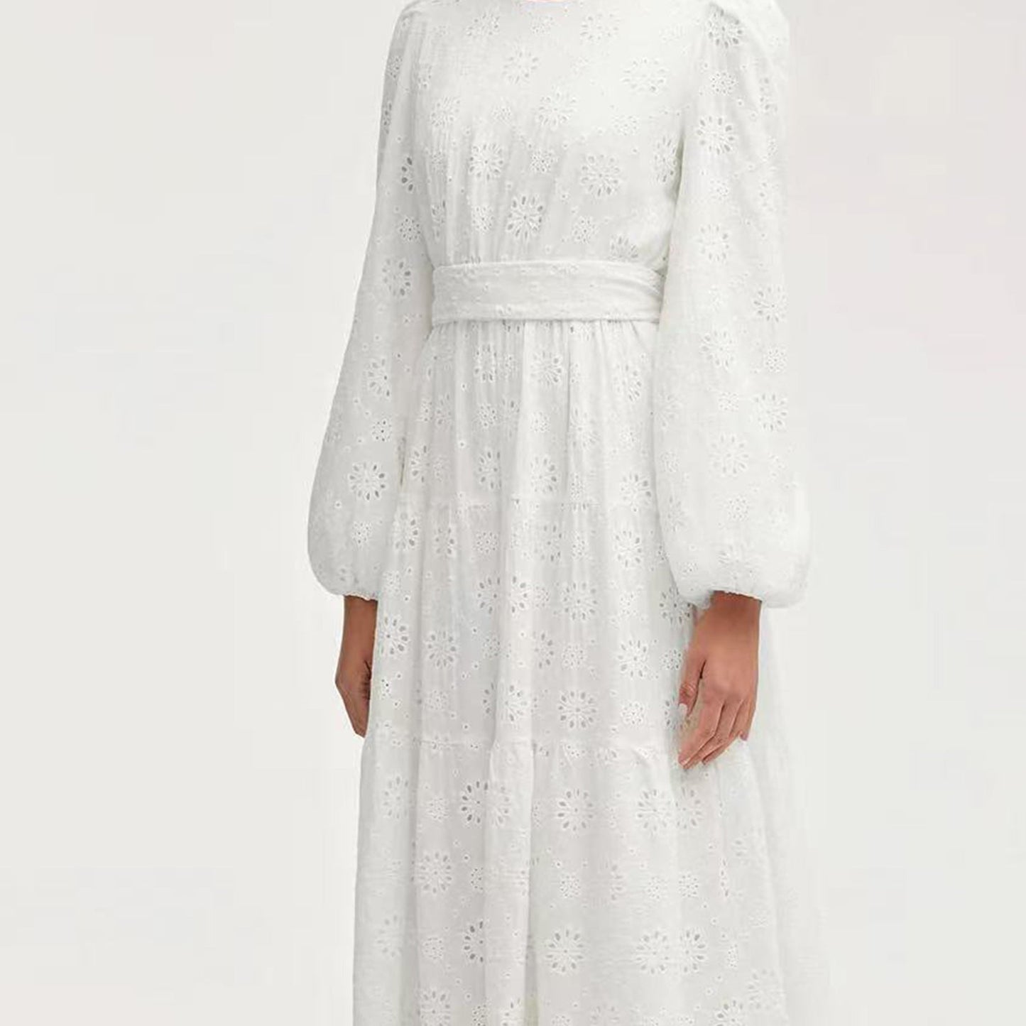 HA6630 Cotton embroidered flower long dress