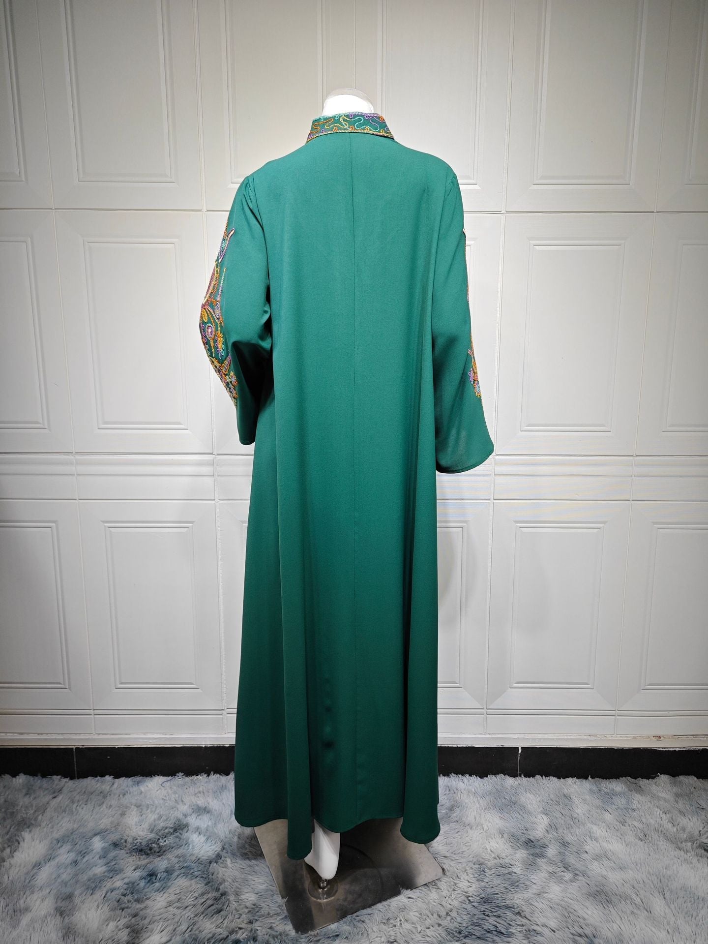 HA6661 Rope Embroidery Pullover Robe Dress, Long Sleeves, Loose Fit.