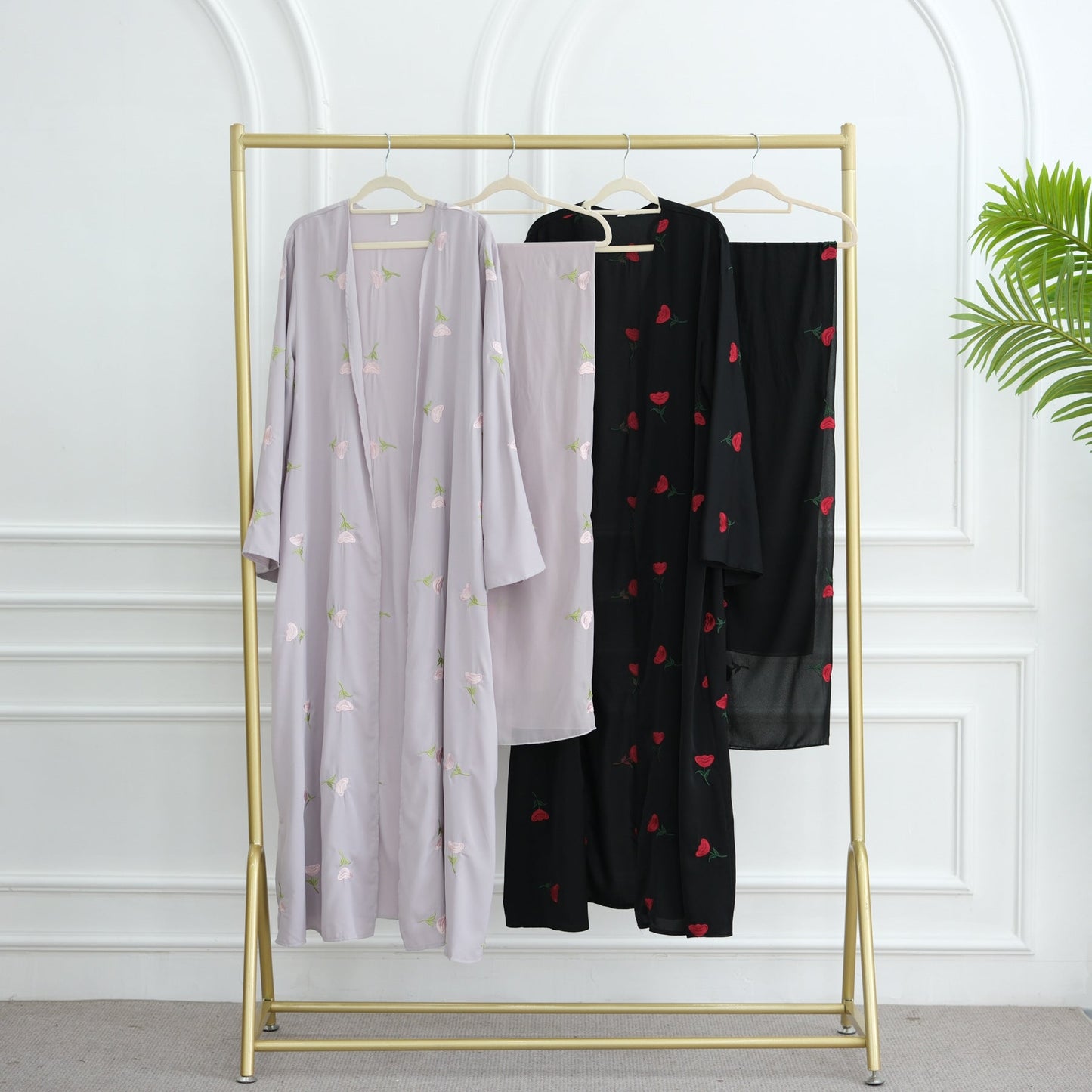 HA6631 Long cardigan with floral embroidery (headscarf optional)