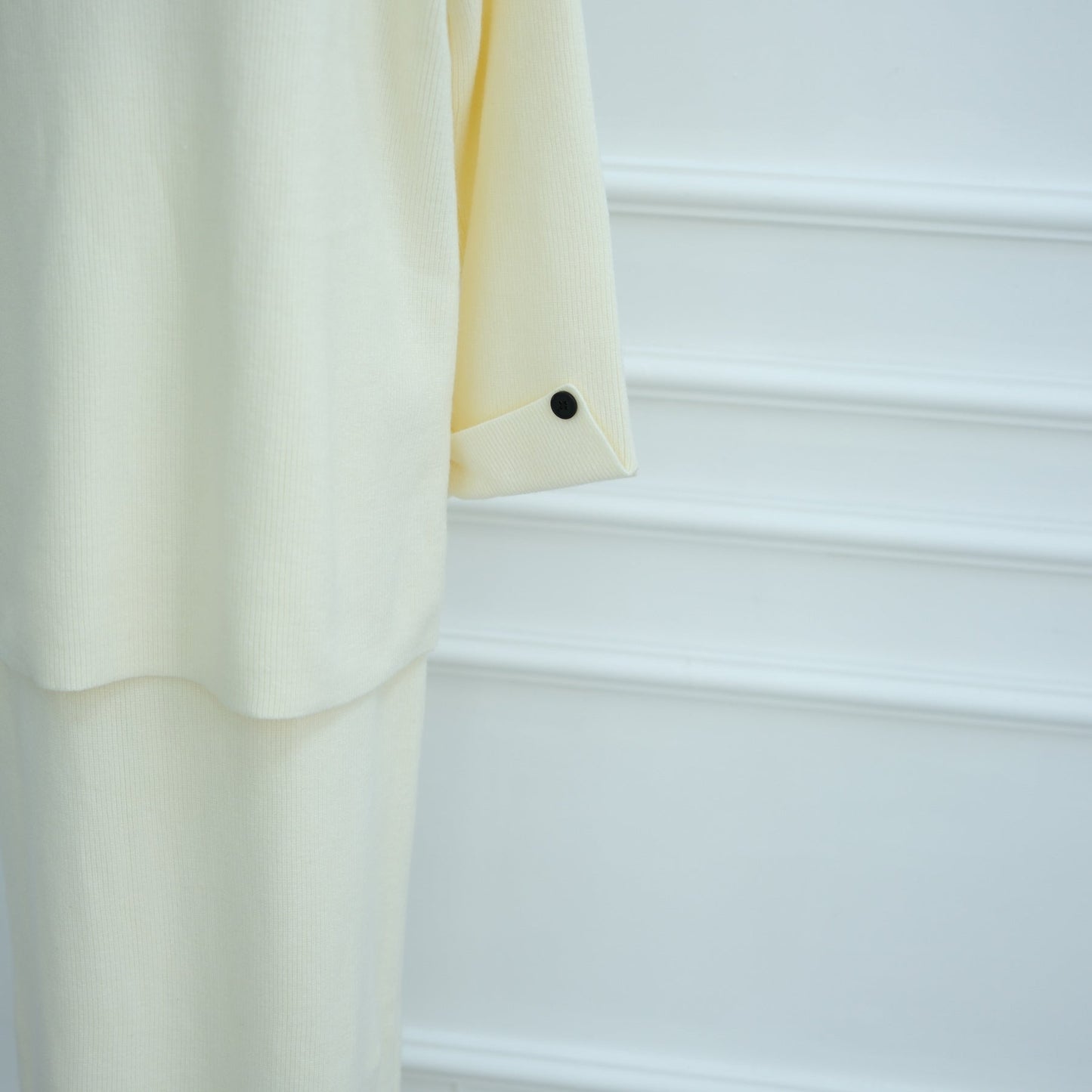 HA6597 Autumn and winter thickened knitted suit solid color two-piece suit (excluding headscarf) top + skirt