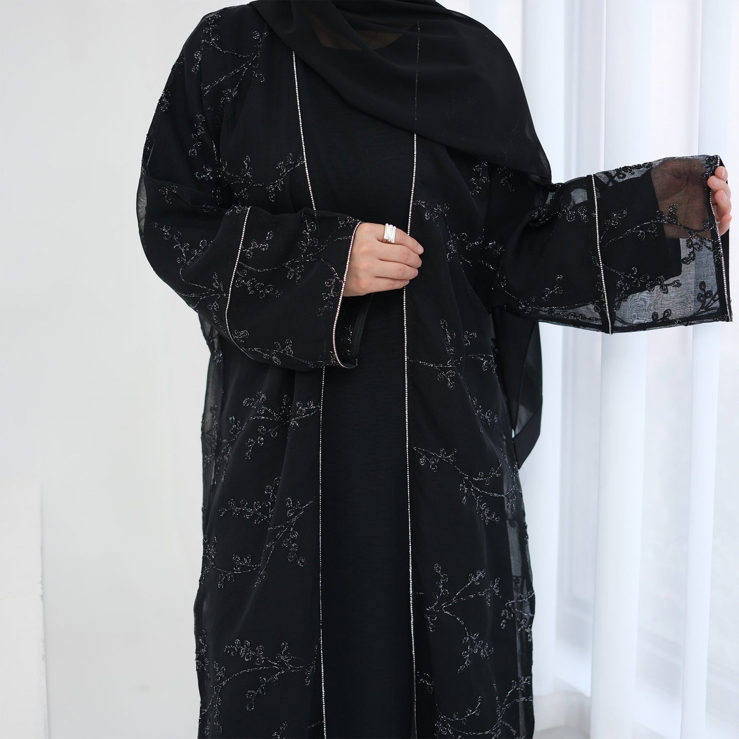 HA6623 Full-body embroidered long cardigan (optional inner layer)