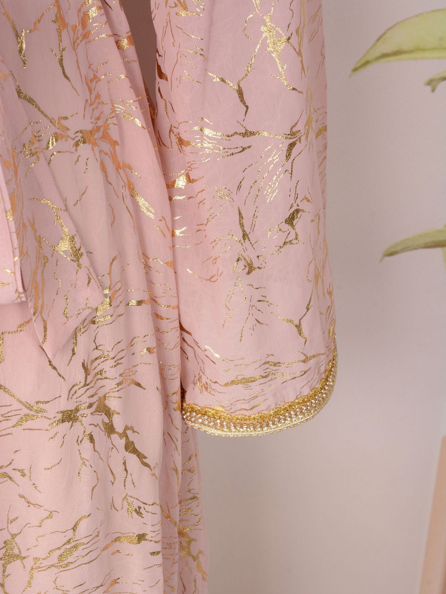 HS6731 V-neck gold-embroidered robe maxi dress