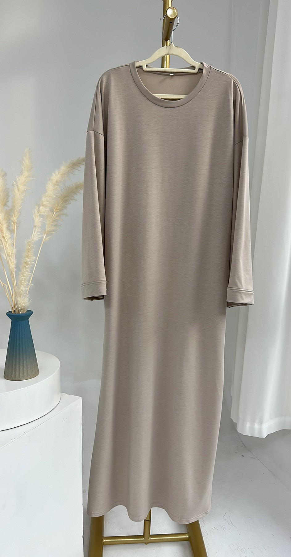 HAYA HAYA1089 Solid Color Hoodie Dress